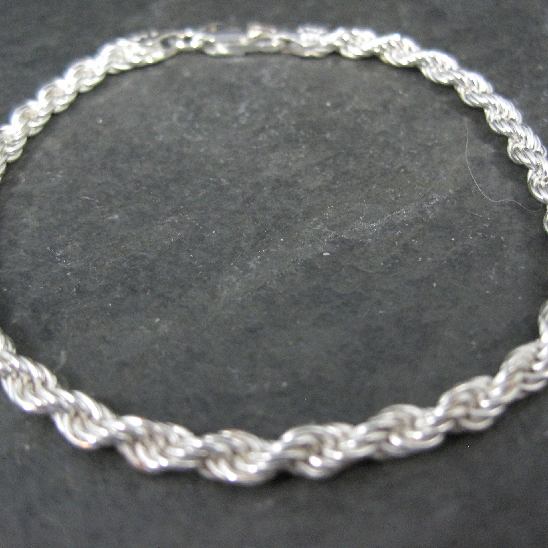 Italian Sterling Rope Chain Bracelet 7.25 Inches New Old Stock