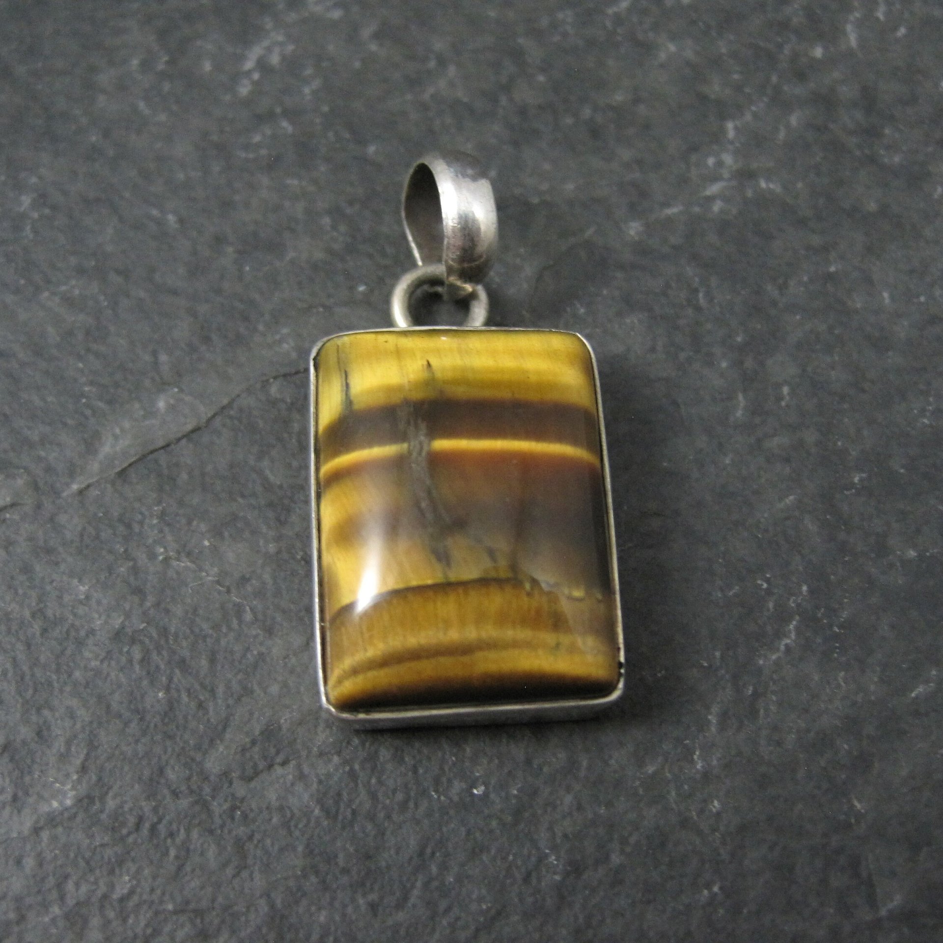 Vintage Sterling Tigers Eye Pendant