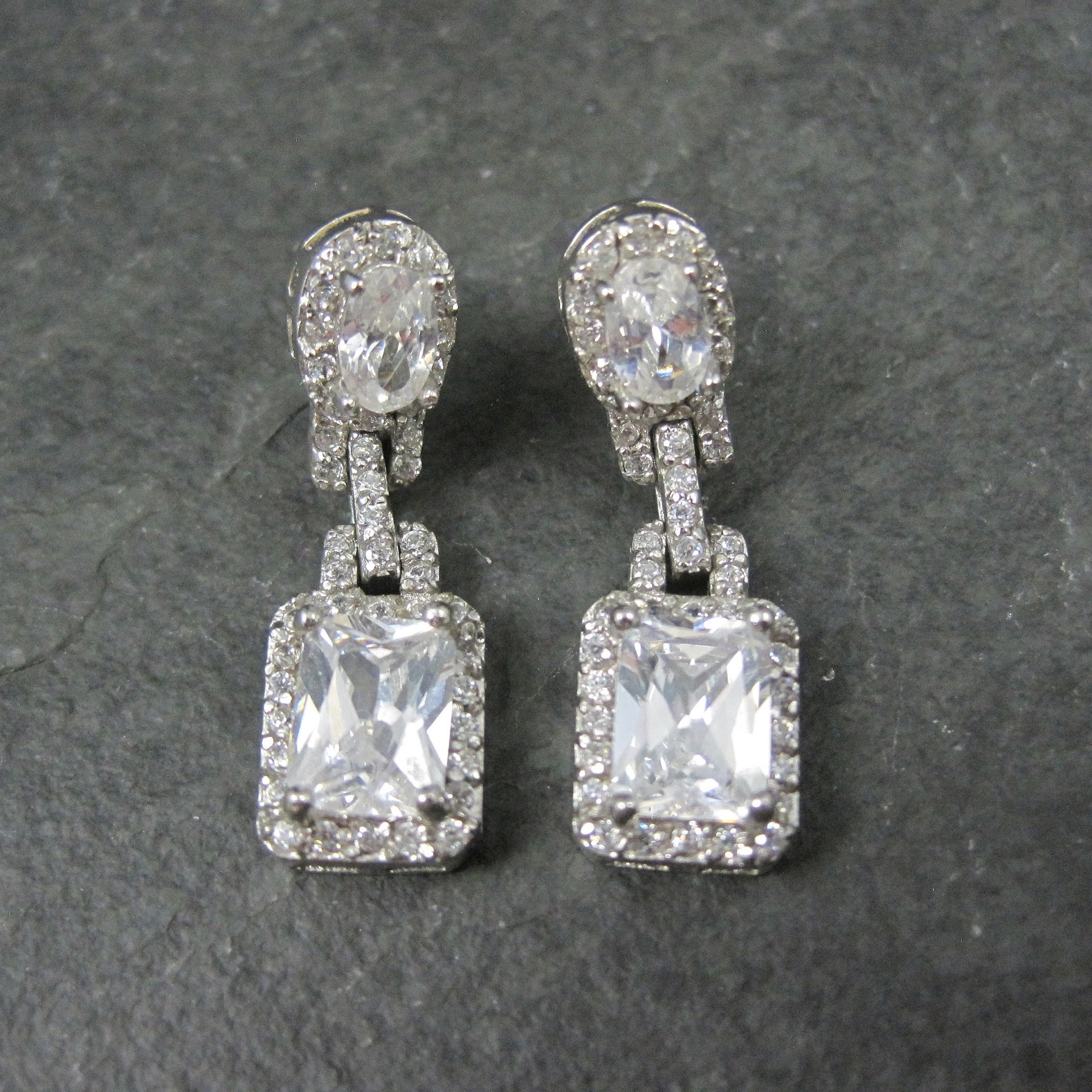 Estate Sterling Cubic Zirconia Earrings