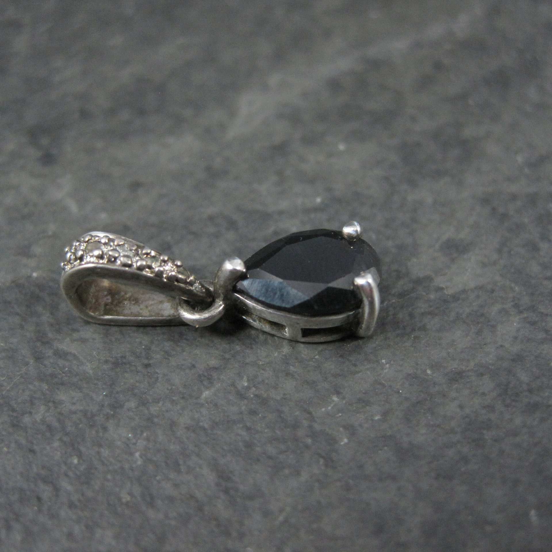 Tiny Sterling Black Spinel Pendant