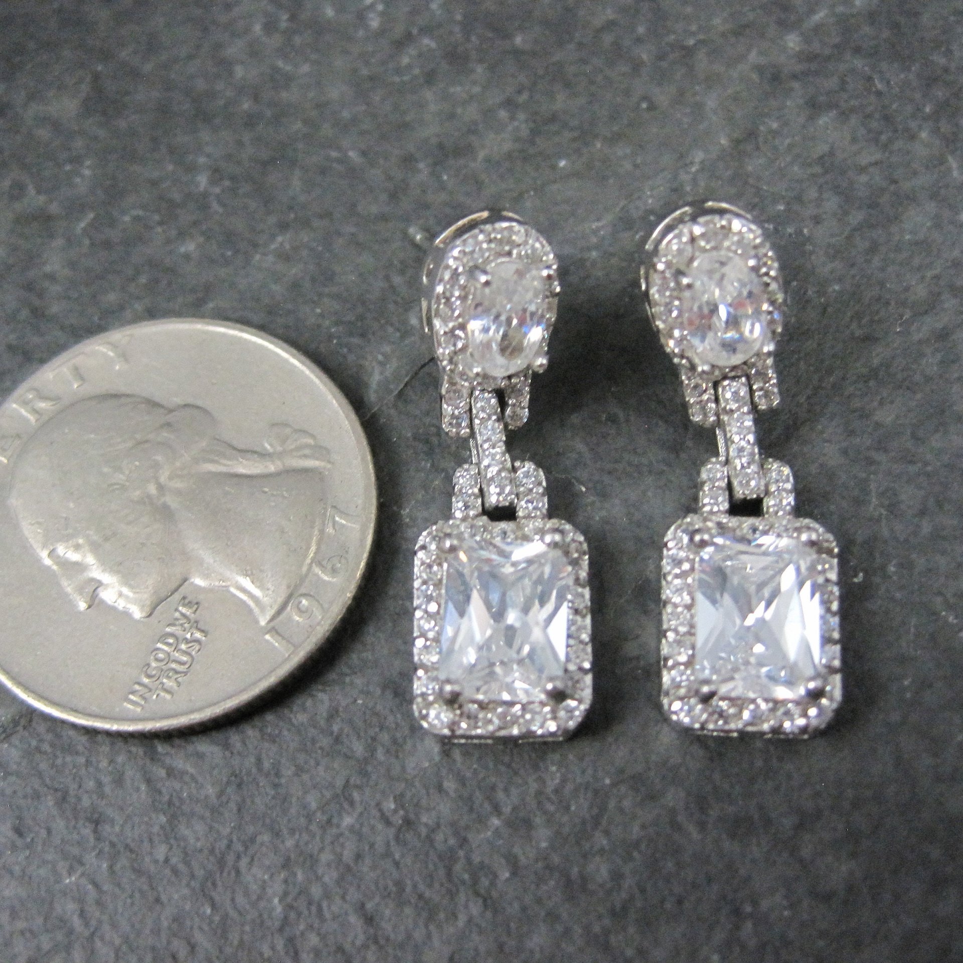 Estate Sterling Cubic Zirconia Earrings