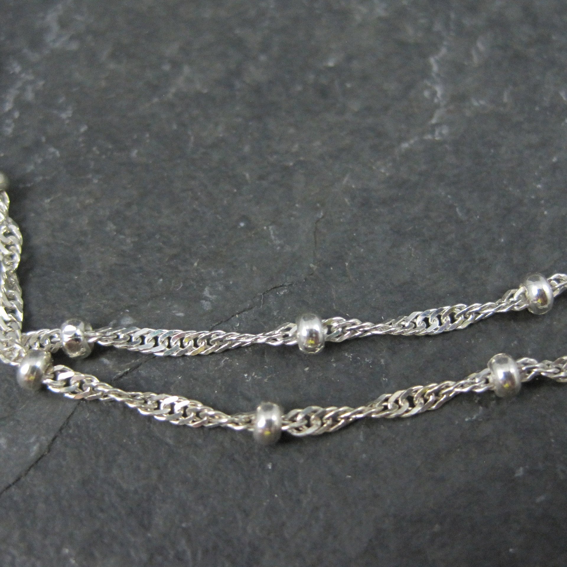 Italian Sterling Singapore Bead Necklace Chain 30 Inches Estate Jewelry