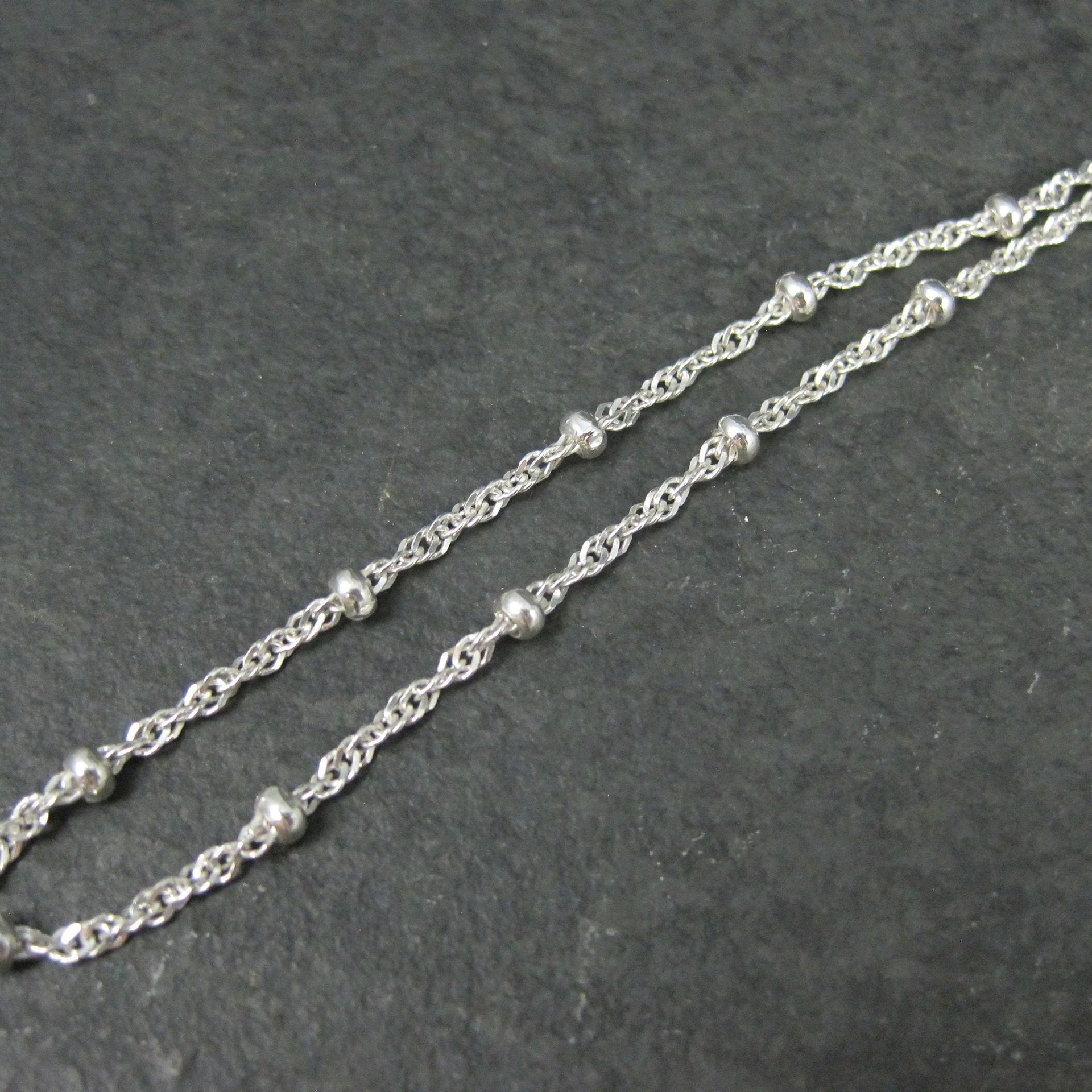 Italian Sterling Singapore Bead Necklace Chain 30 Inches Estate Jewelry