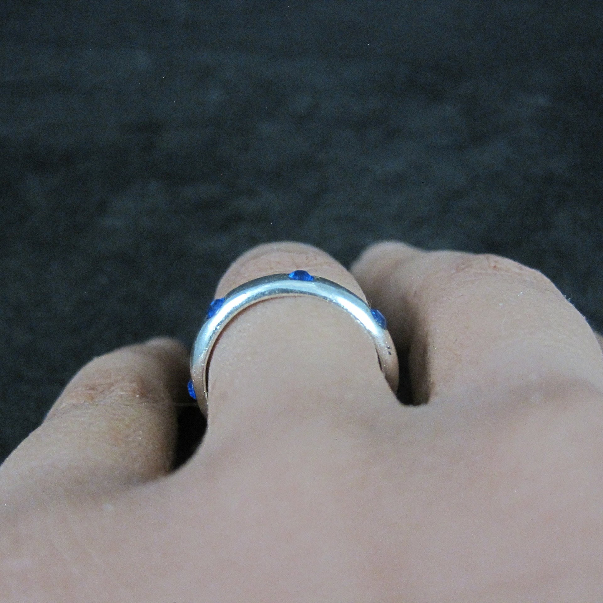 Sterling Sapphire Blue Crystal Band Ring Sizes 4 and 6 Available New Old Stock