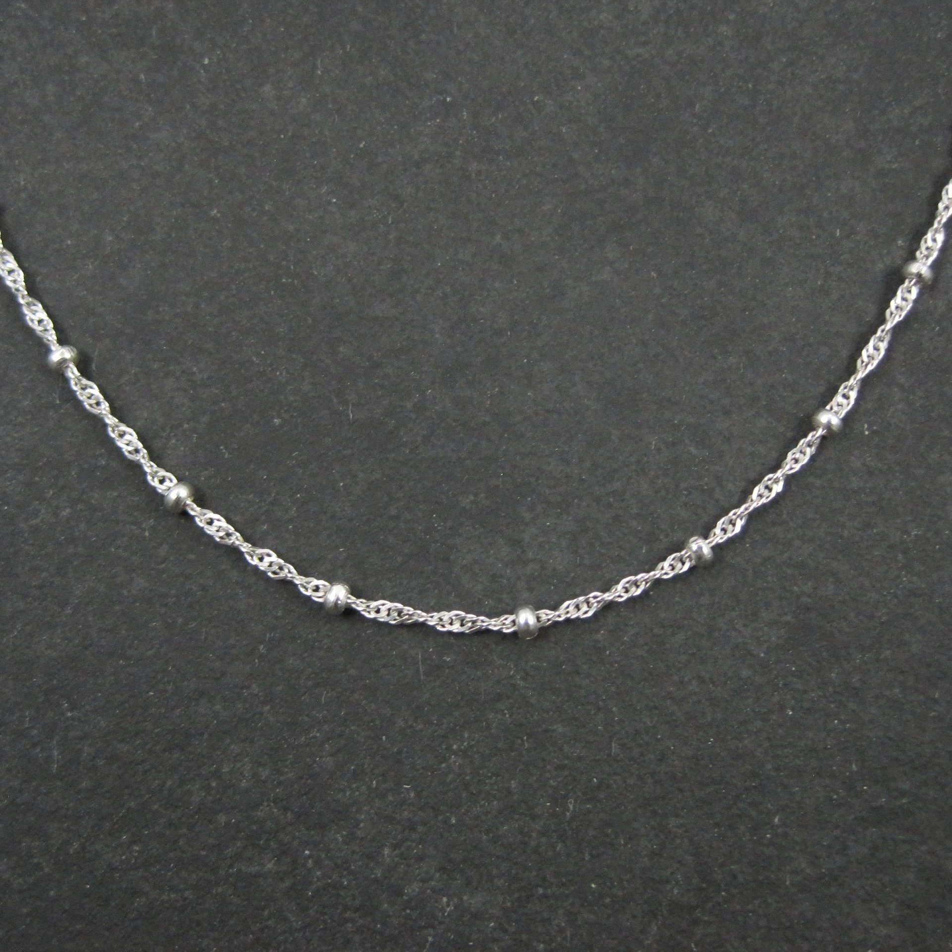 Italian Sterling Singapore Bead Necklace Chain 30 Inches Estate Jewelry