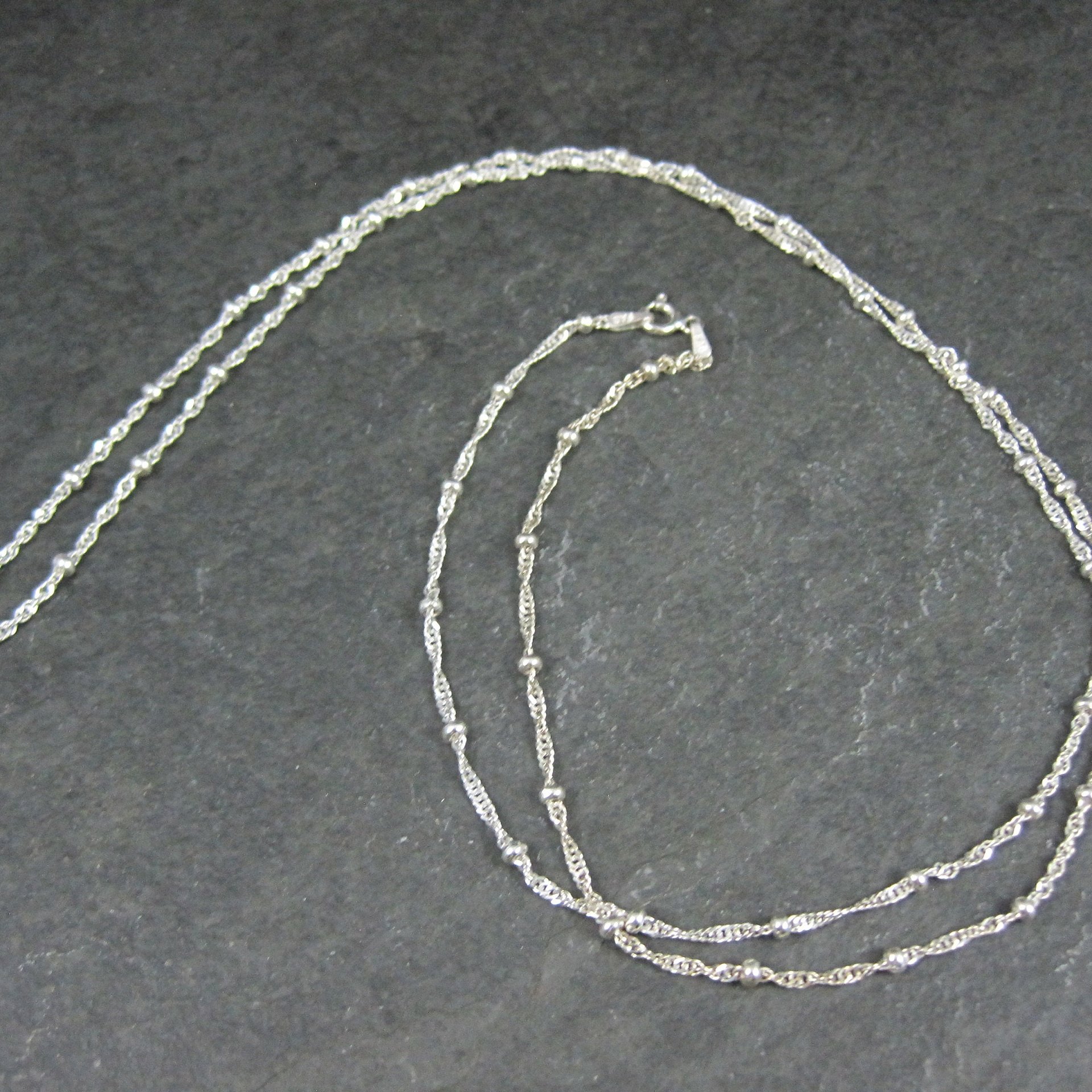 Italian Sterling Singapore Bead Necklace Chain 30 Inches Estate Jewelry