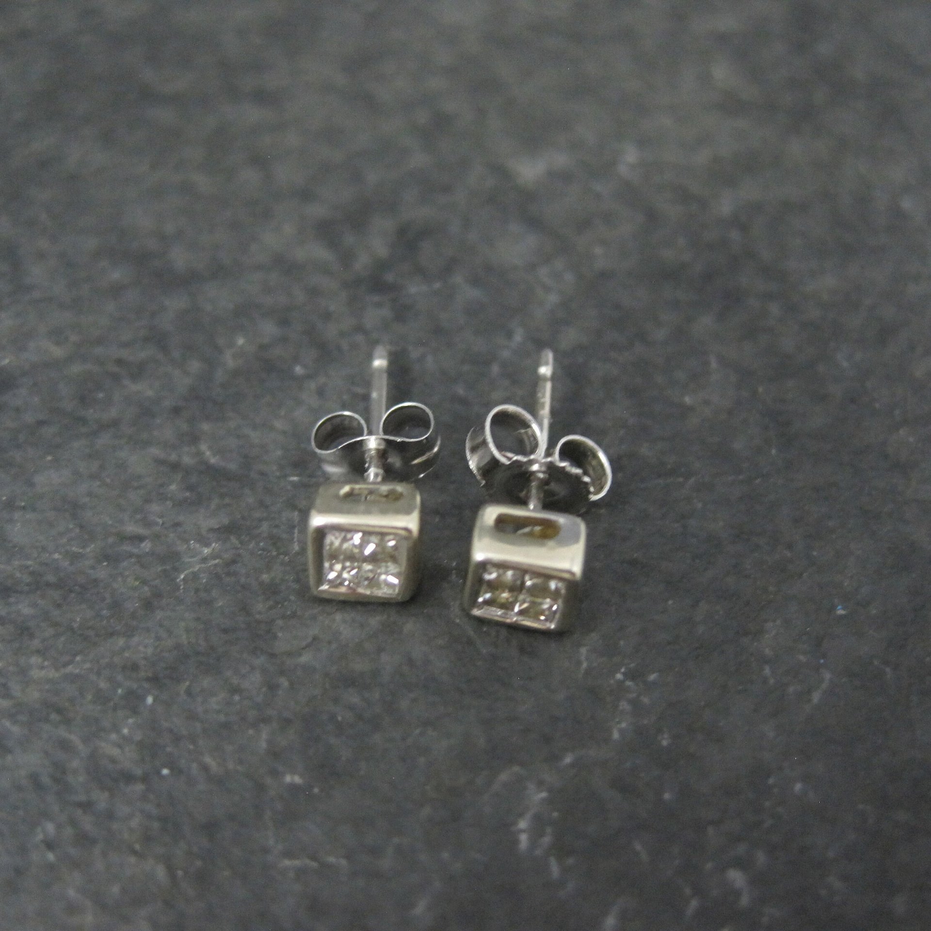 Tiny 14K White Gold Diamond Stud Earrings