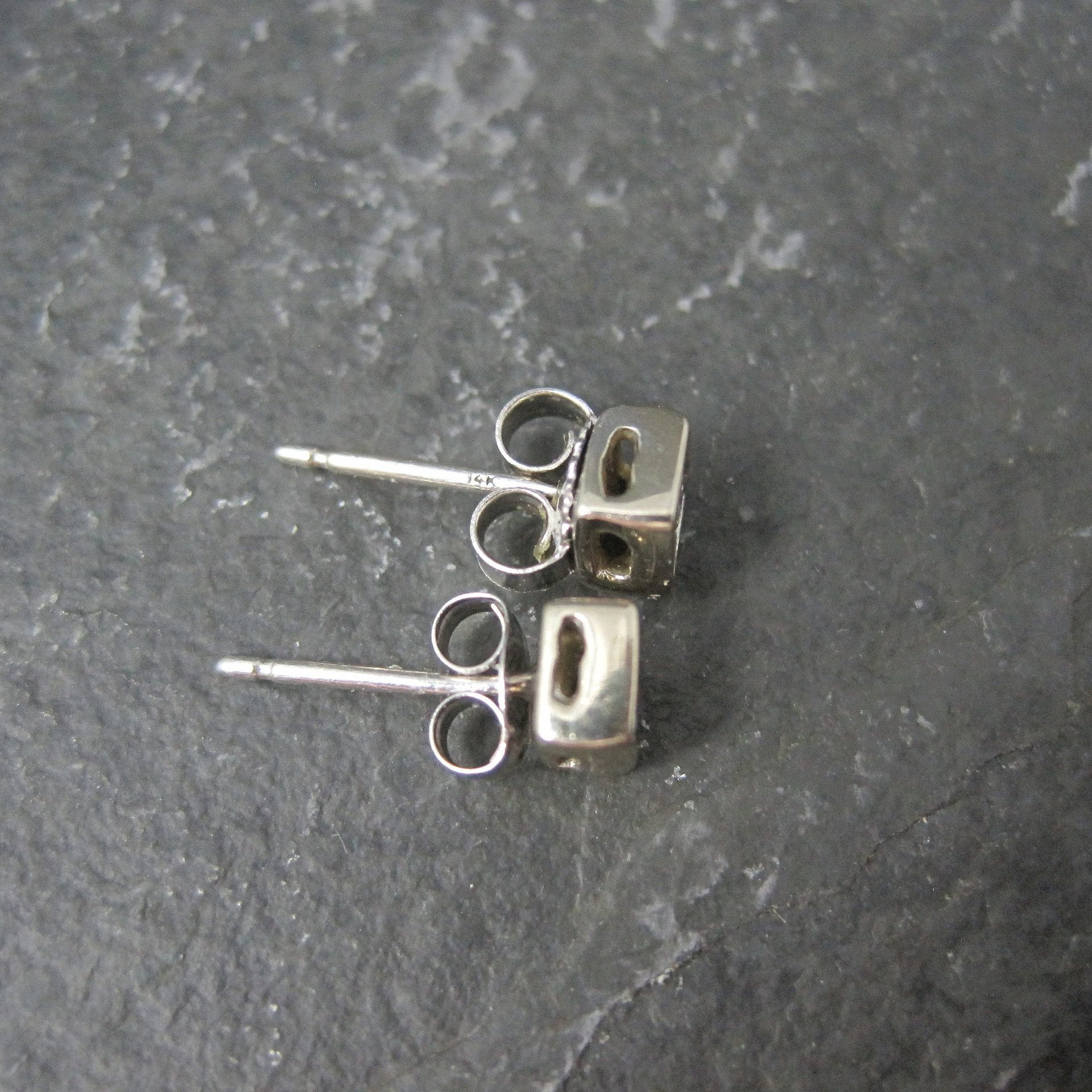 Tiny 14K White Gold Diamond Stud Earrings