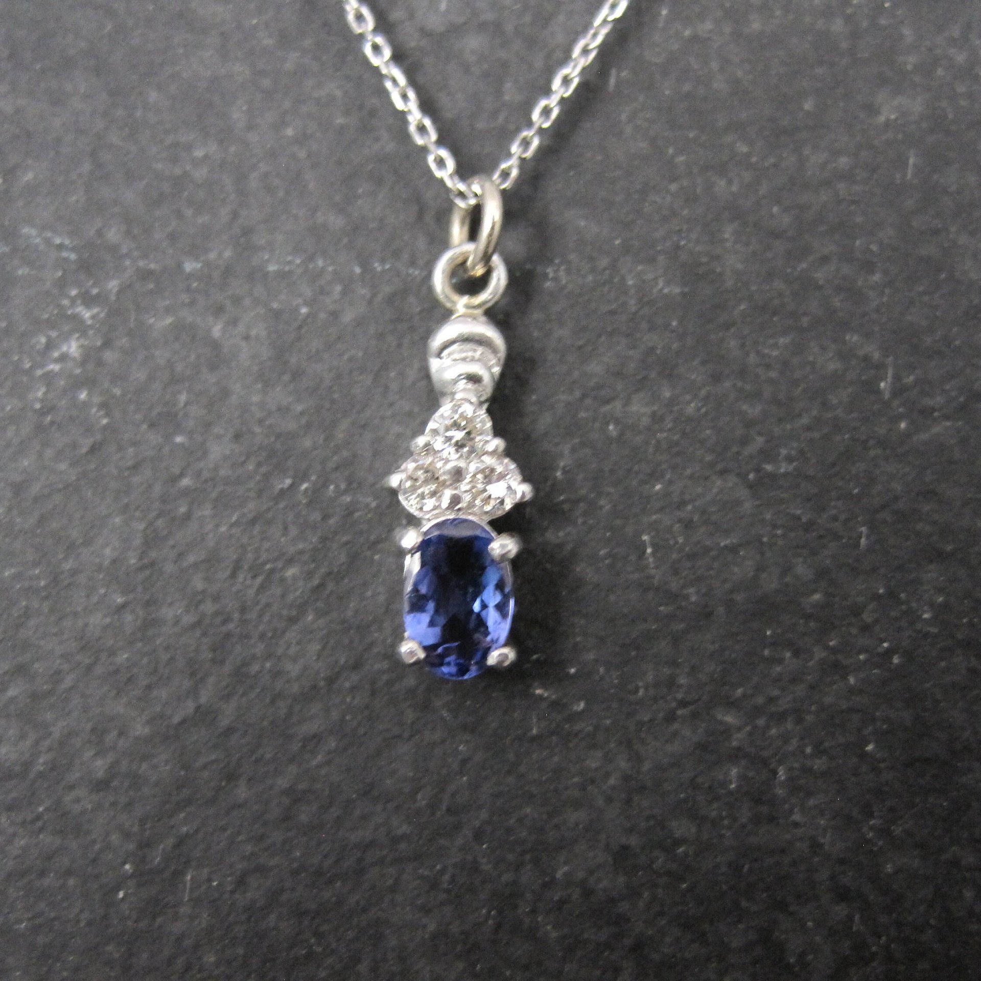 Dainty 14K Tanzanite Diamond Pendant Necklace Levian