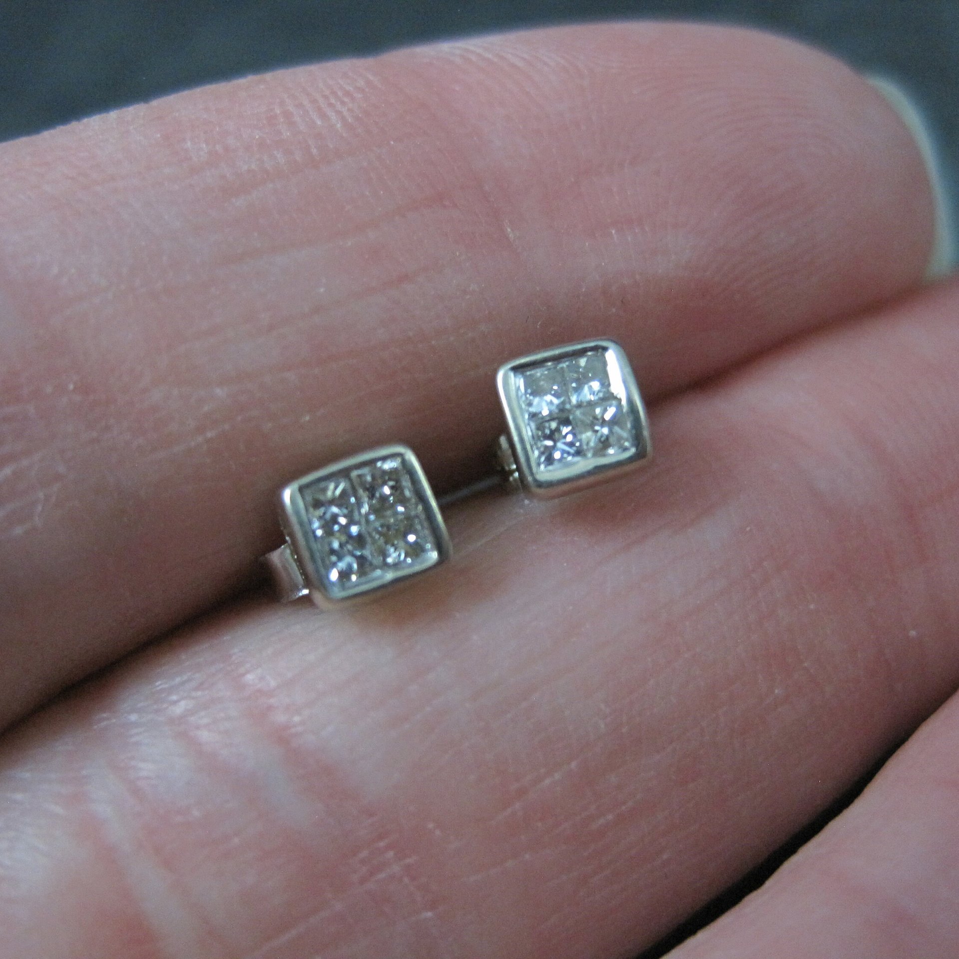 Tiny 14K White Gold Diamond Stud Earrings