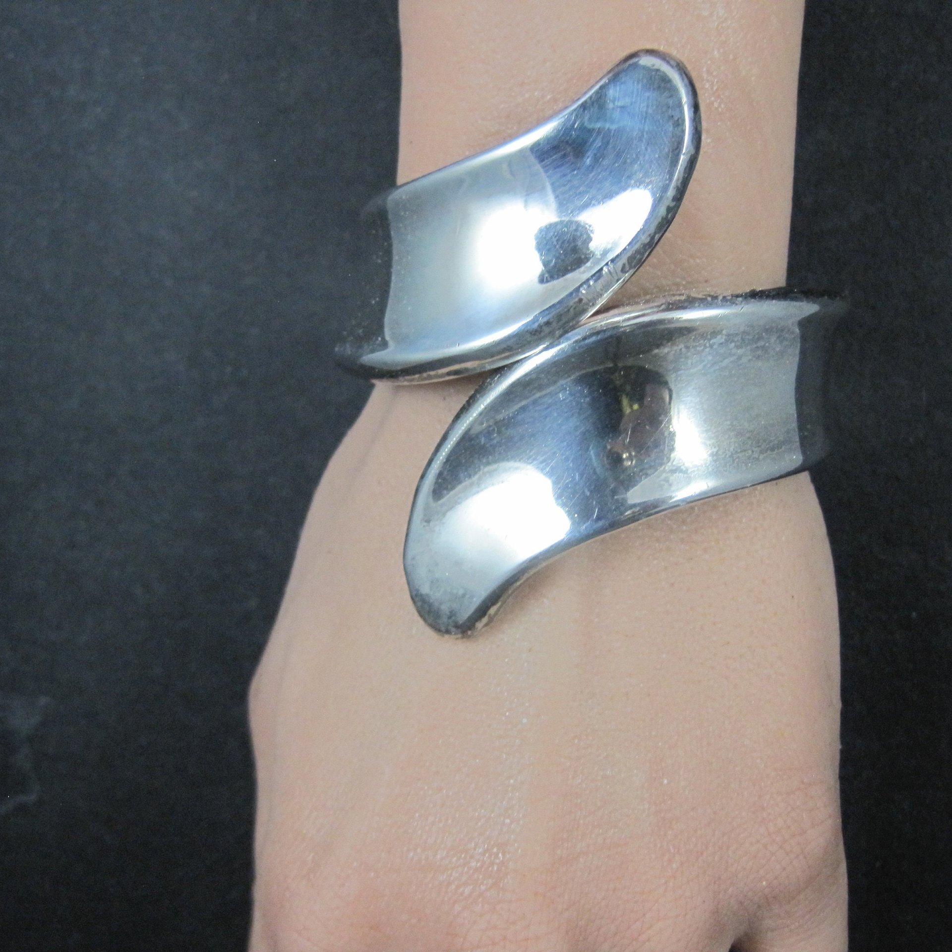 Vintage Mexican Sterling Clamper Bracelet 6 Inches