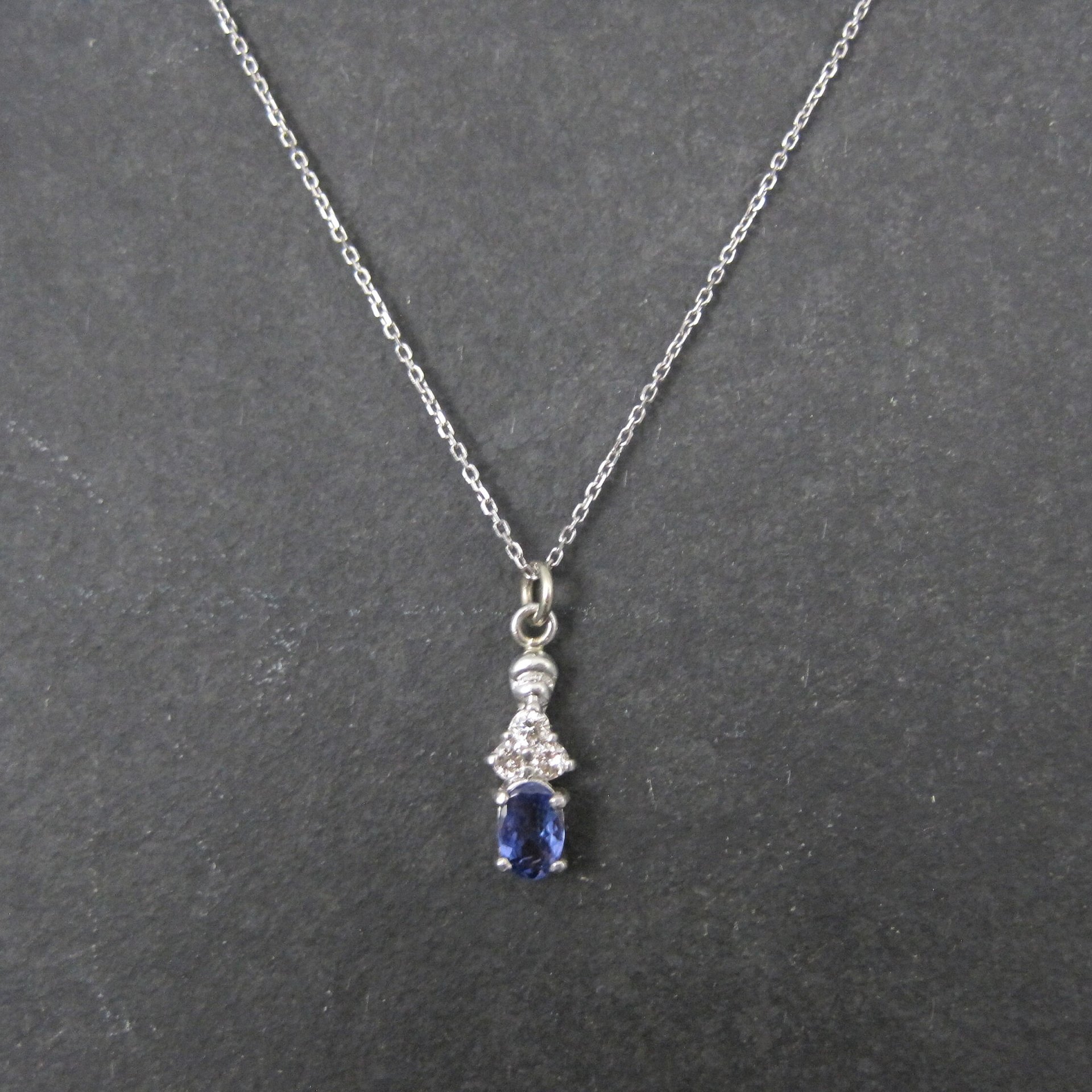 Dainty 14K Tanzanite Diamond Pendant Necklace Levian