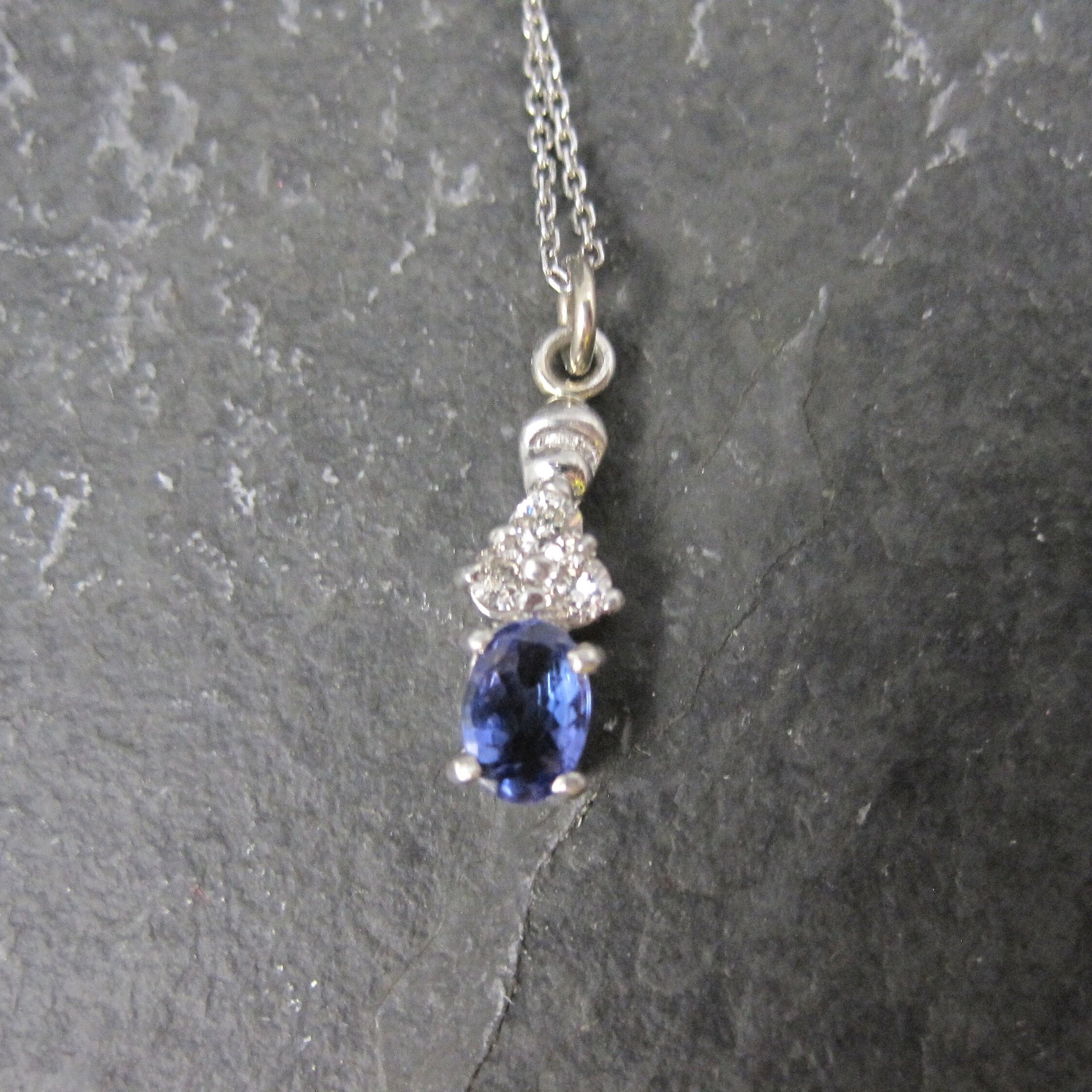 Dainty 14K Tanzanite Diamond Pendant Necklace Levian