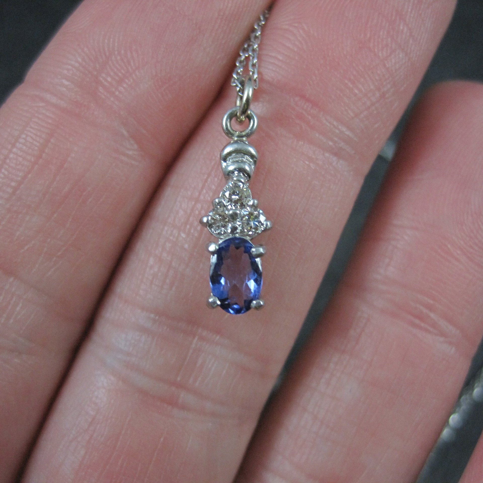 Dainty 14K Tanzanite Diamond Pendant Necklace Levian