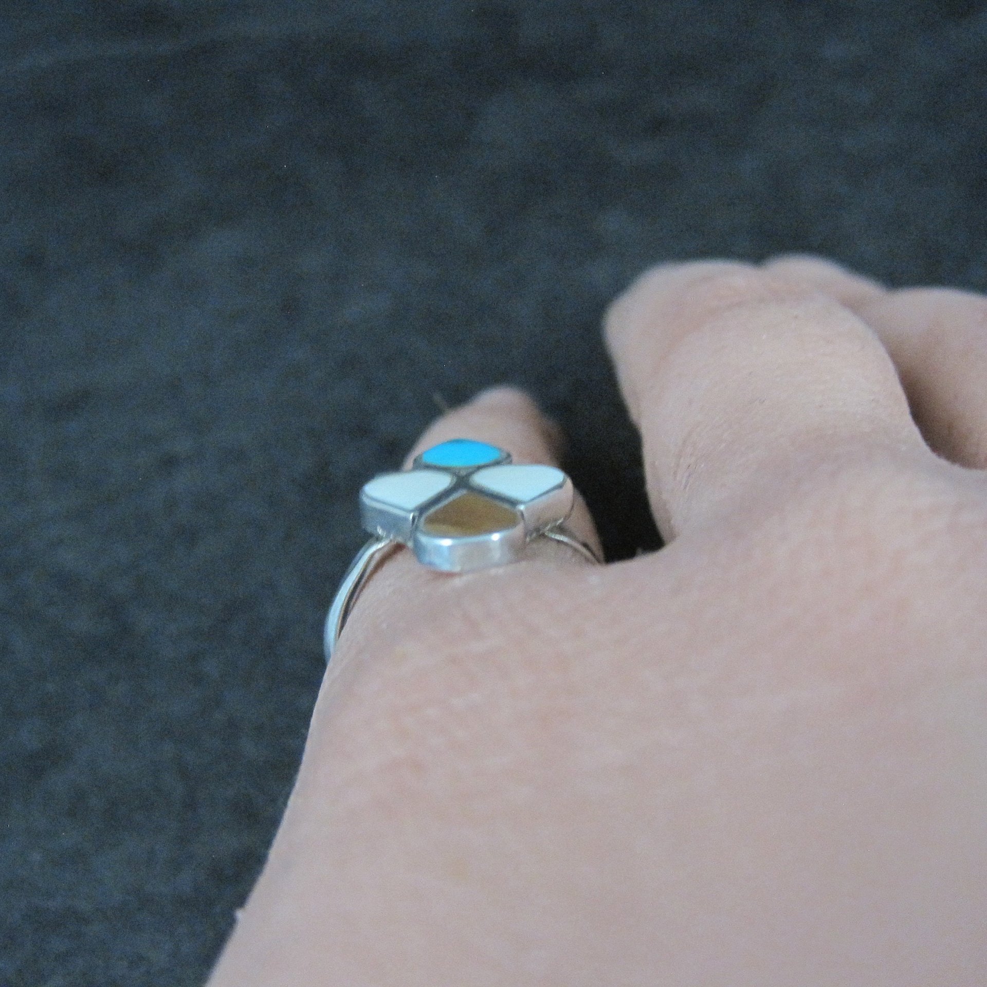 Inlaid Bird Ring Size 4 Southwestern Sterling Silver Inlay Jewelry