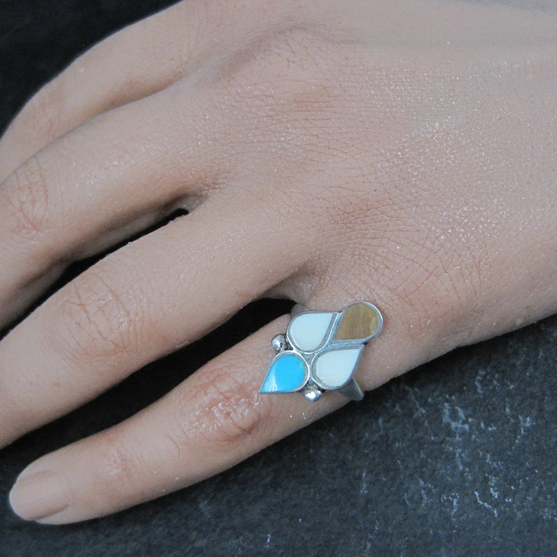 Inlaid Bird Ring Size 4 Southwestern Sterling Silver Inlay Jewelry