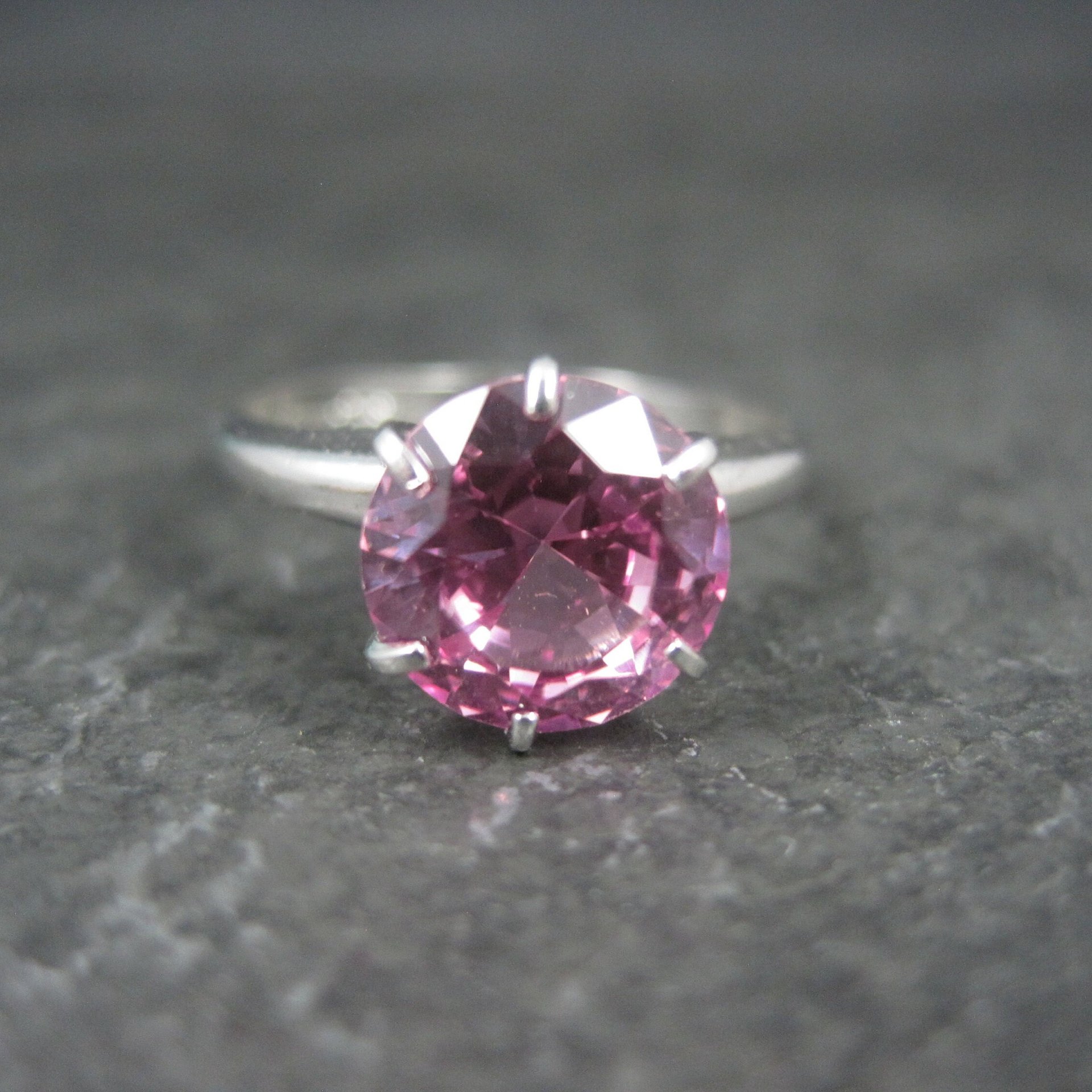 Vintage Sterling Pink Sapphire Solitaire Ring Old New Stock Multiple Sizes Uncas