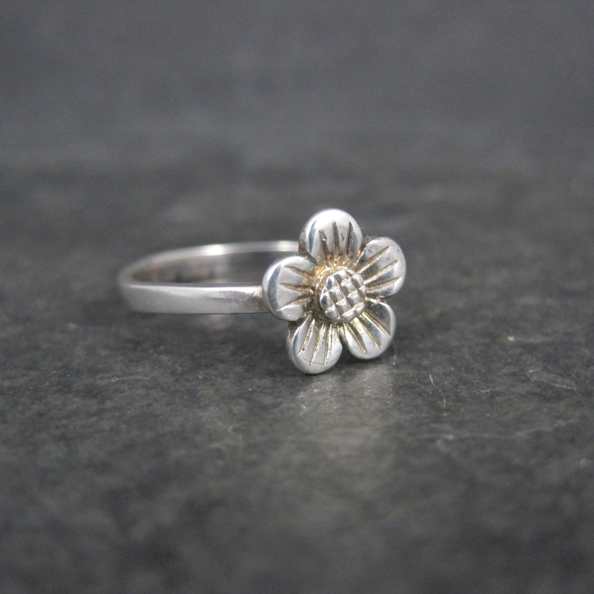 Dainty Italian Sterling Silver Flower Ring New Old Stock 1990s Multiple Sizes Available