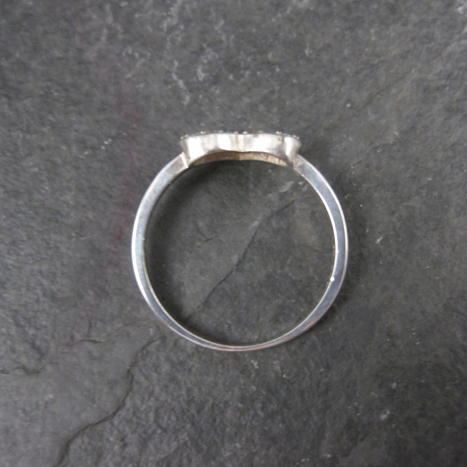 Dainty Italian Sterling Cz Heart Ring Size 7