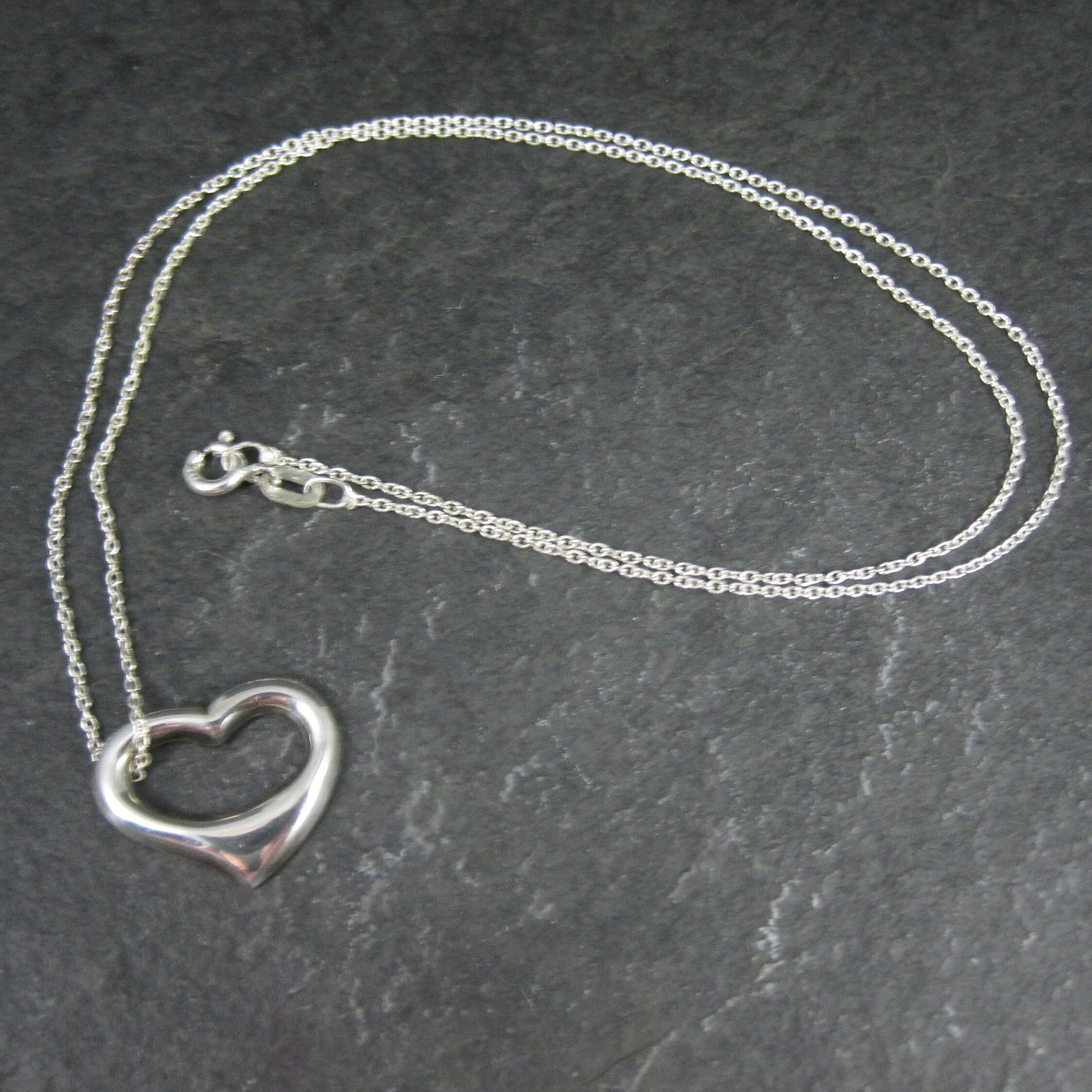 Simple Sterling Open Heart Pendant Necklace