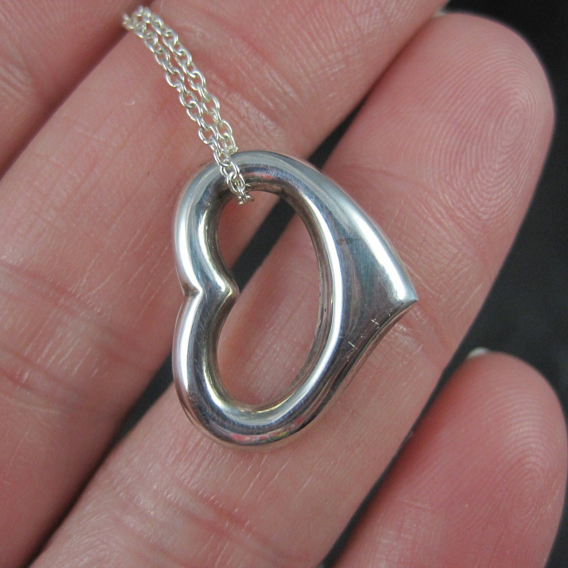 Simple Sterling Open Heart Pendant Necklace