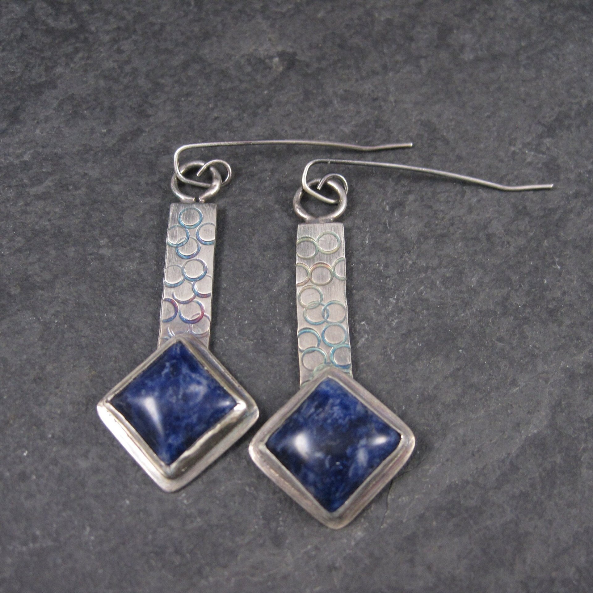 Large Sterling Silver Sodalite Earrings