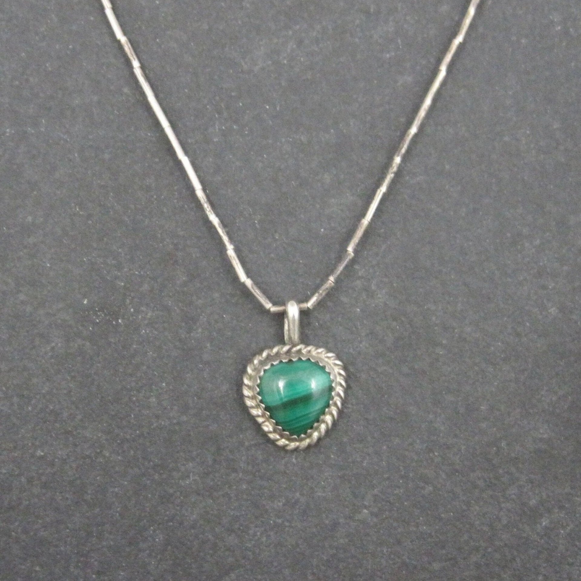 Southwestern Sterling Malachite Pendant Liquid Silver Chain