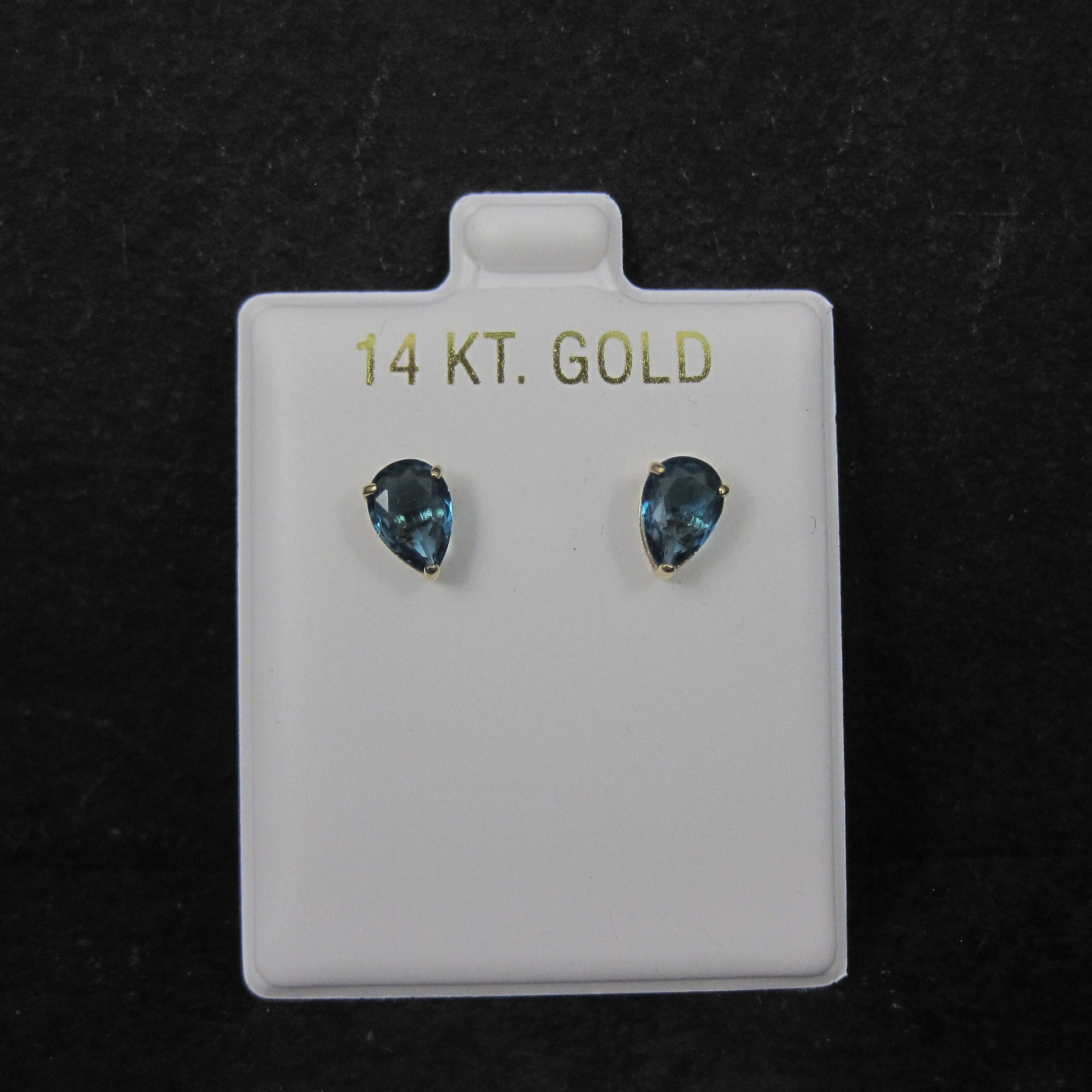 14K Pear Cut Blue Zircon Stud Earrings