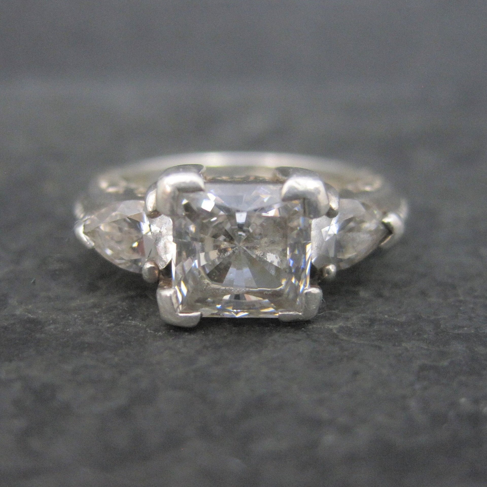 Vintage Sterling Cubic Zirconia Engagement Ring Size 6