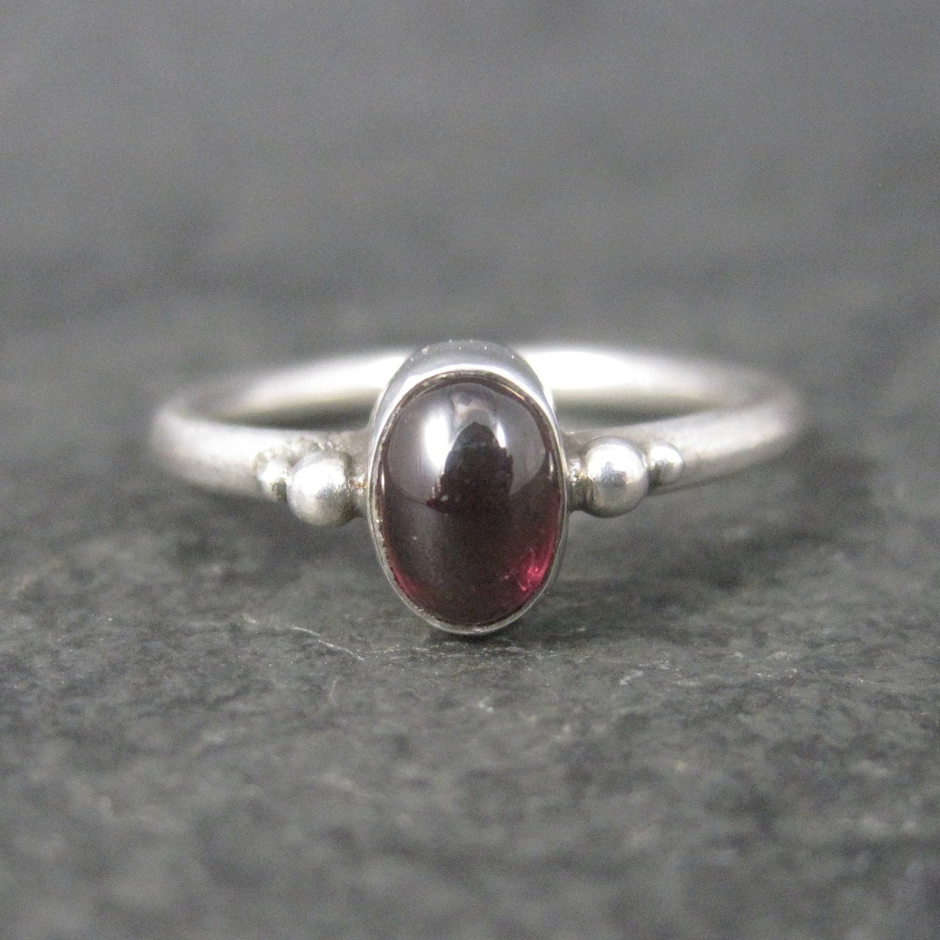 Vintage Sterling Garnet Ring Size 6.5