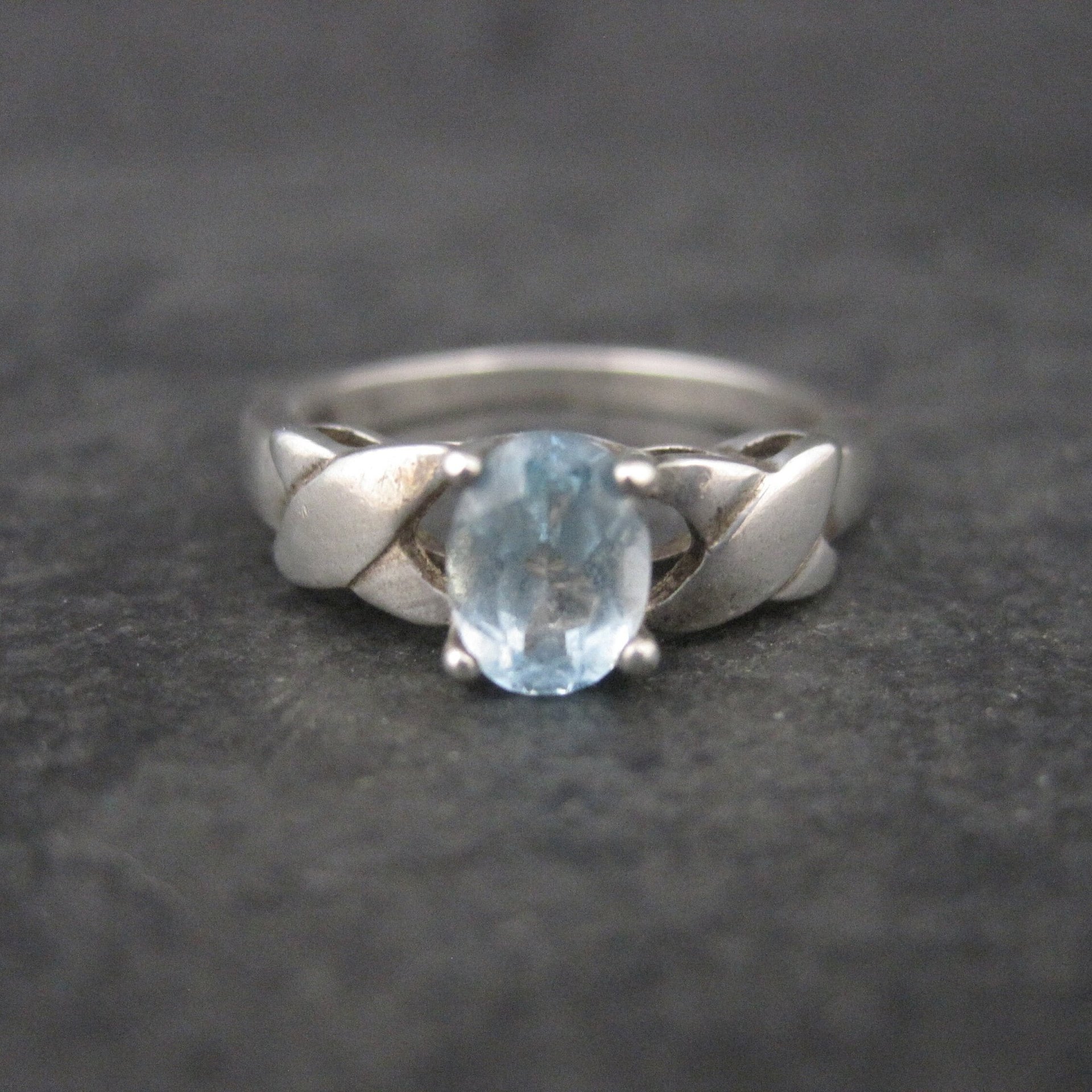 Vintage Sterling Blue Topaz Ring Size 8