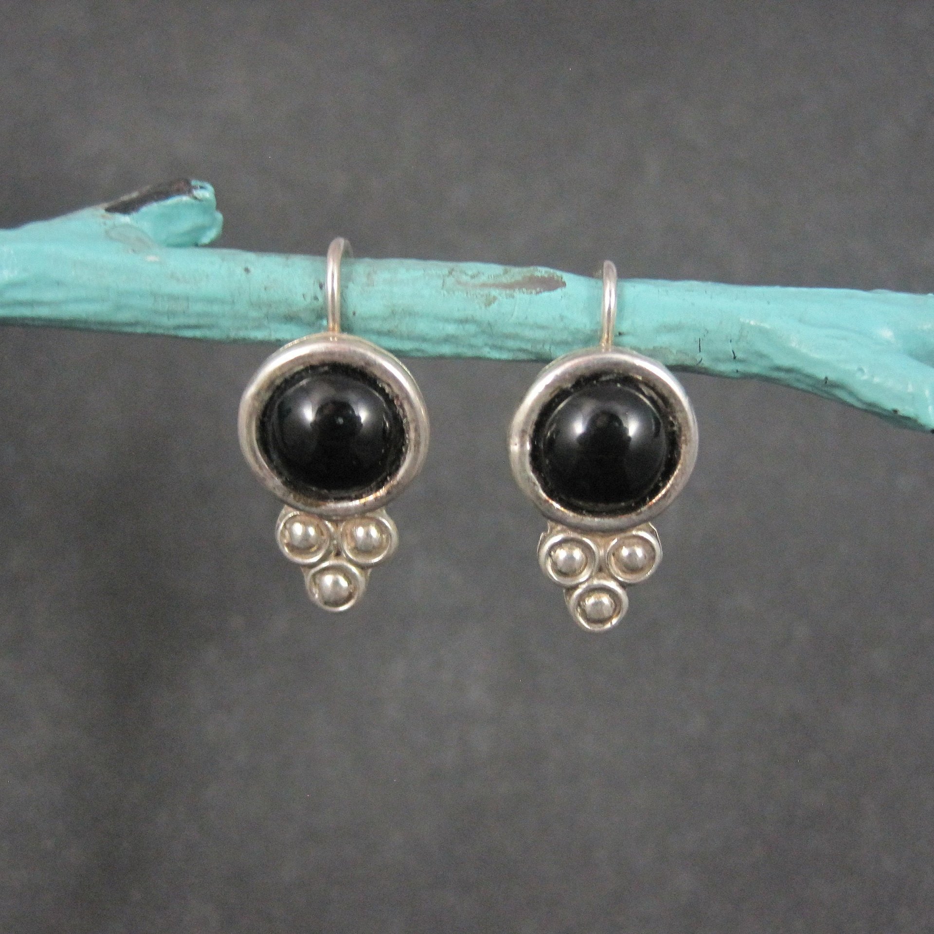 Vintage Sterling Onyx Earrings