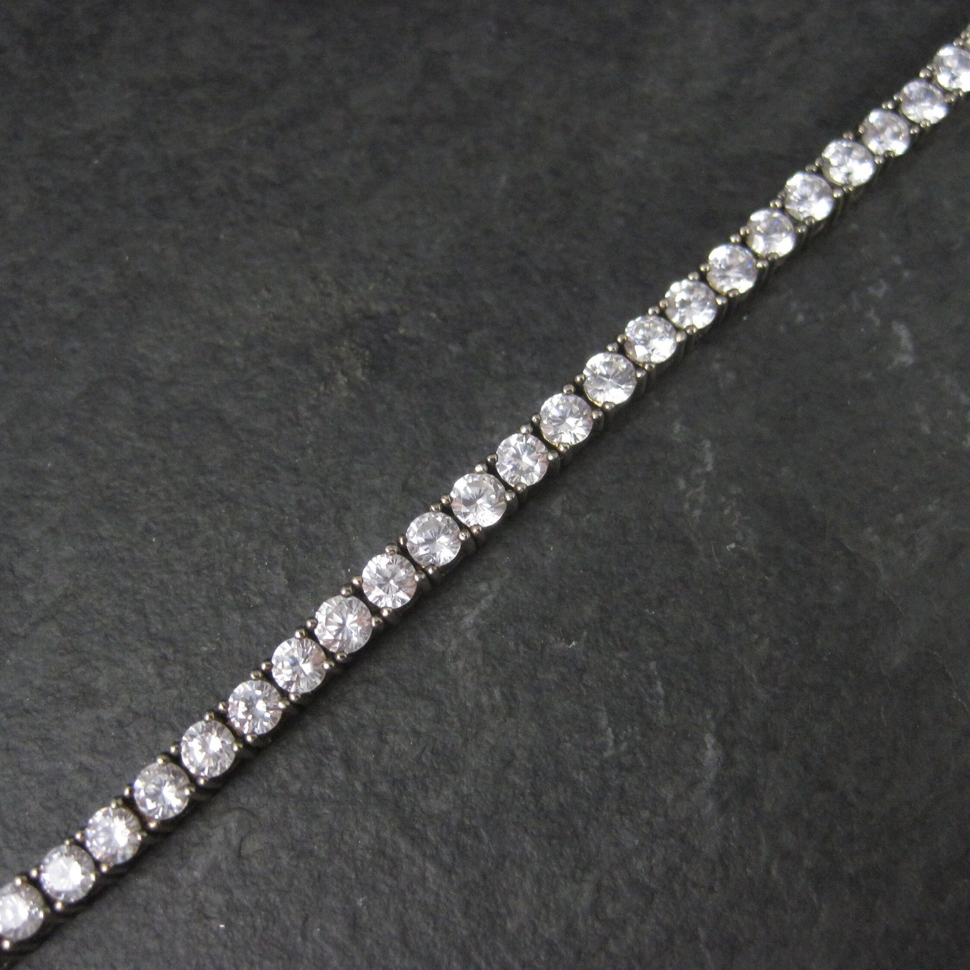 Vintage Sterling Cz Tennis Bracelet 7 Inches