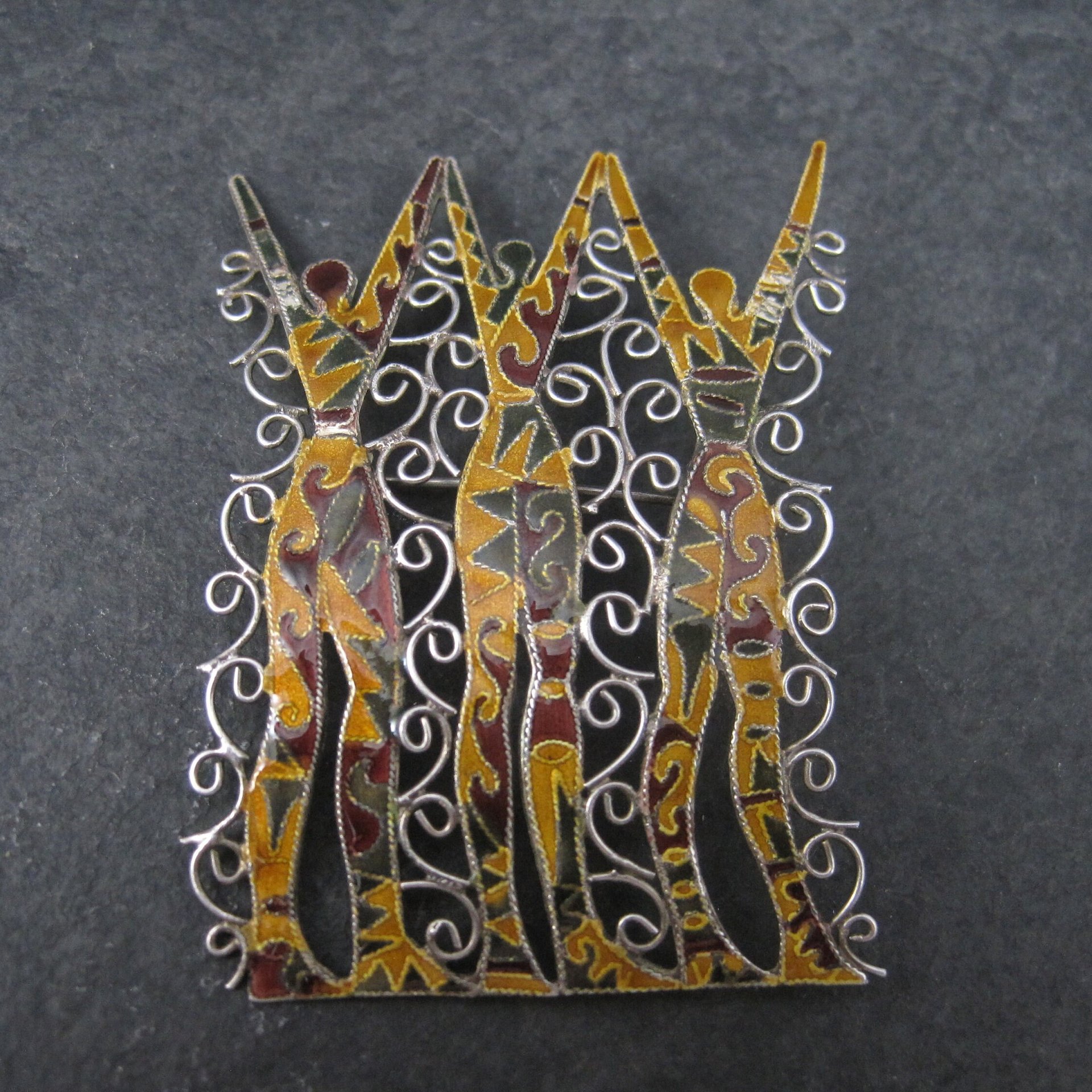 Celebrating Women Brooch Vintage Sterling Silver and Enamel