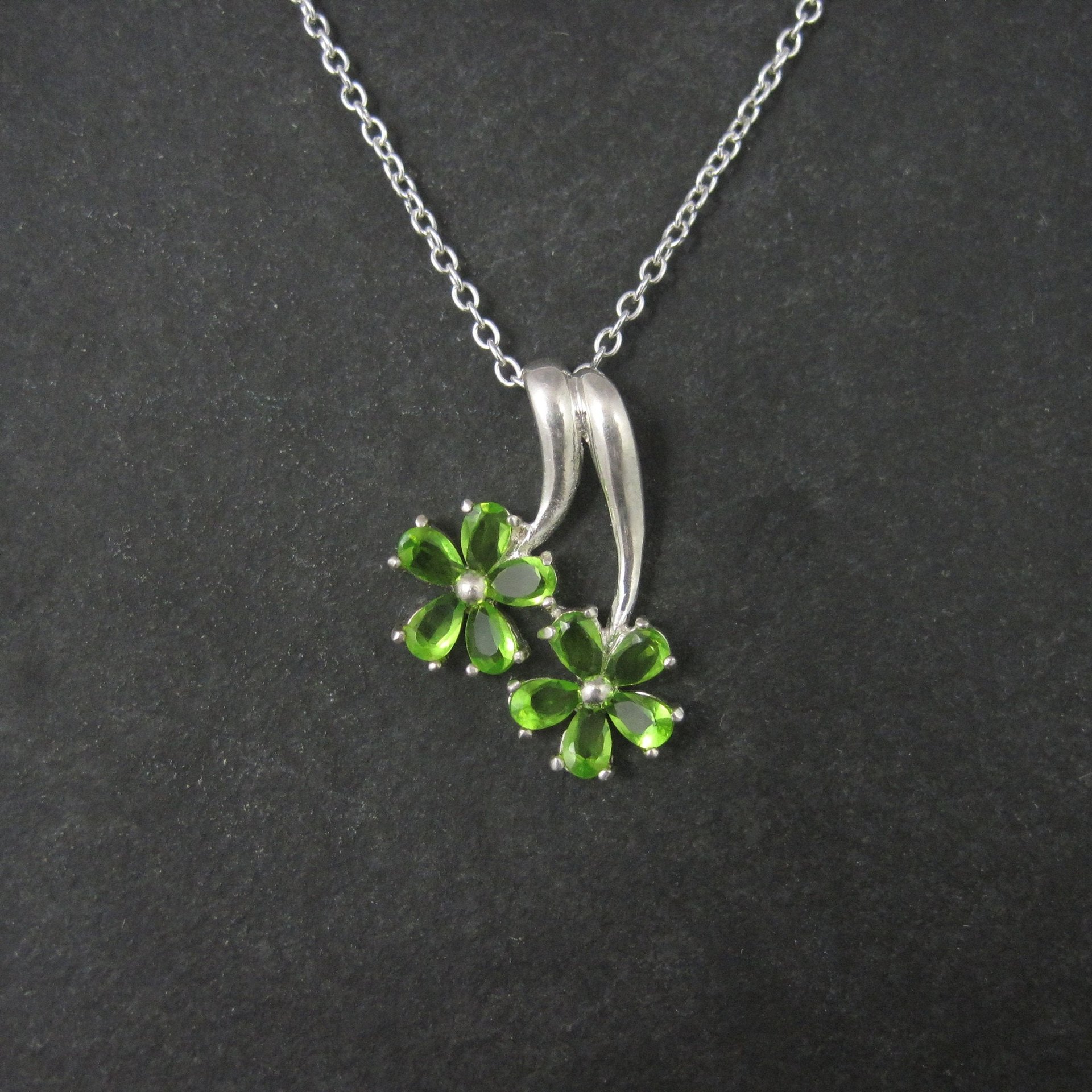 Estate Sterling Peridot Flower Pendant