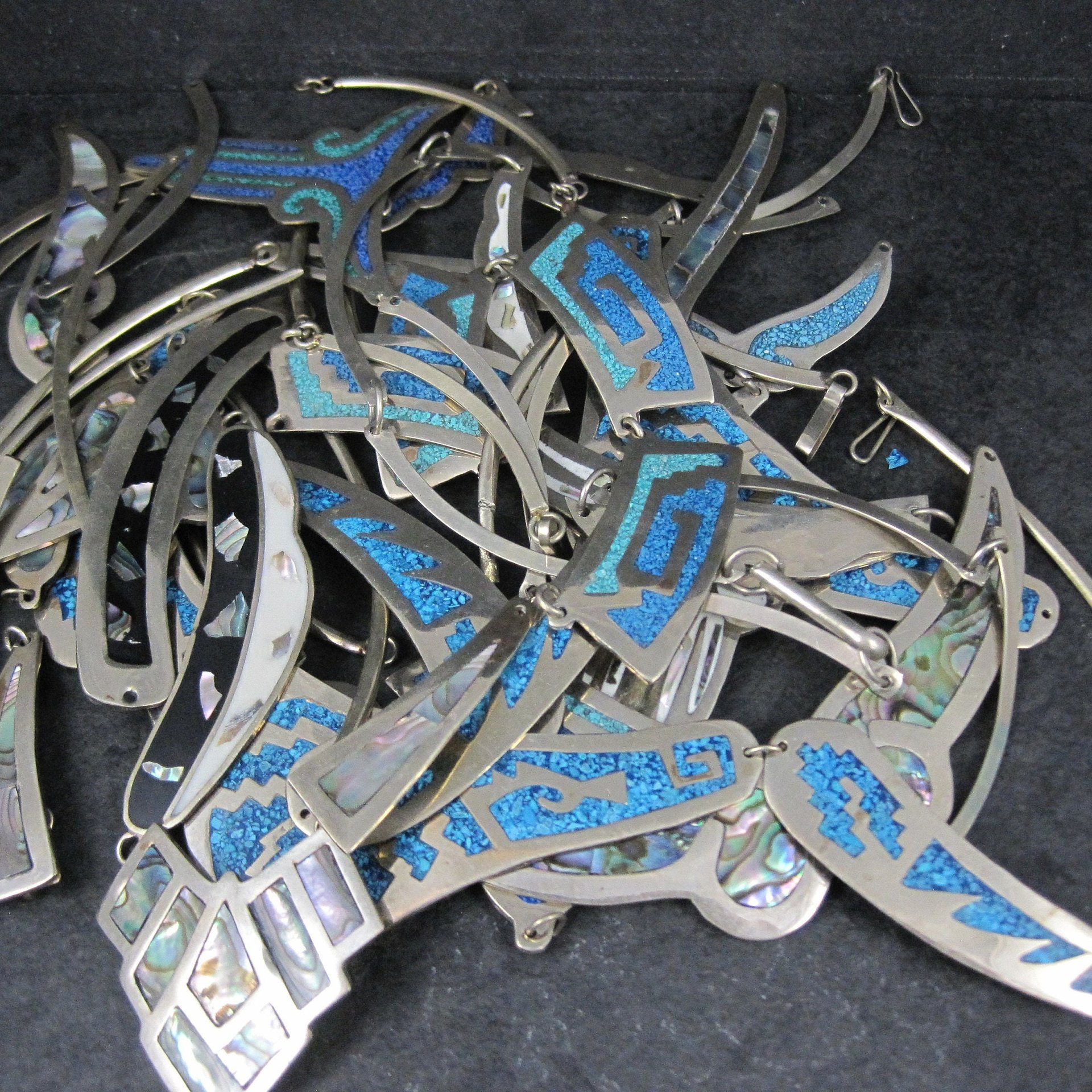 Vintage Alpaca Inlay Necklace Job Lot