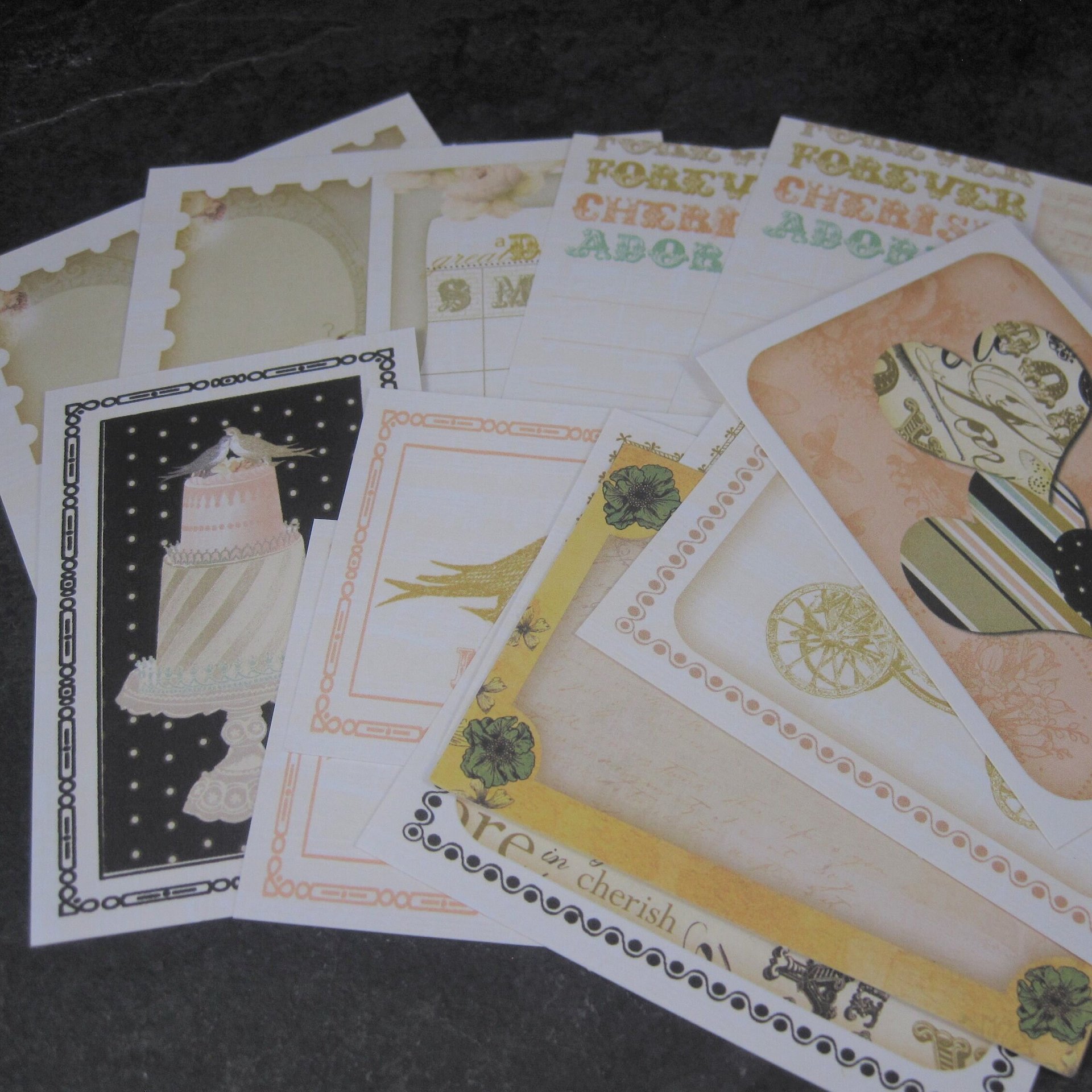 Set of 14 Journaling Motif Calendar Cards Love Wedding Theme