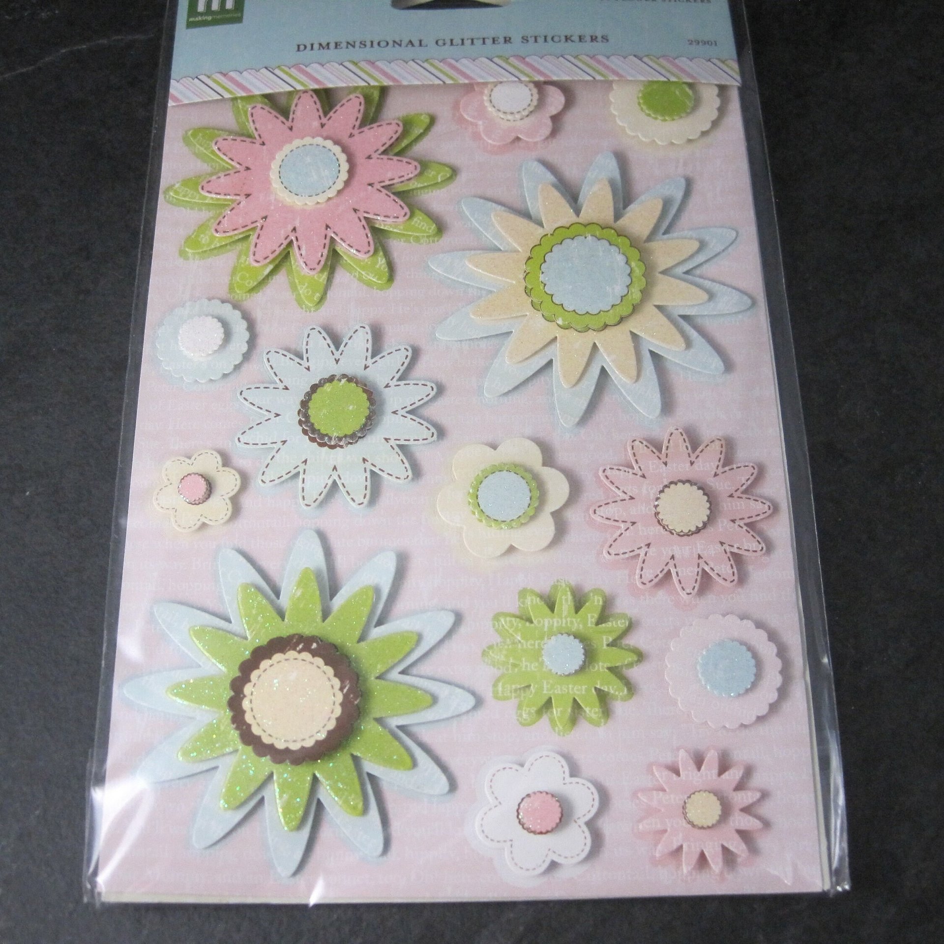 Making Memories Garden Party Dimensional Glitter Flower Stickers