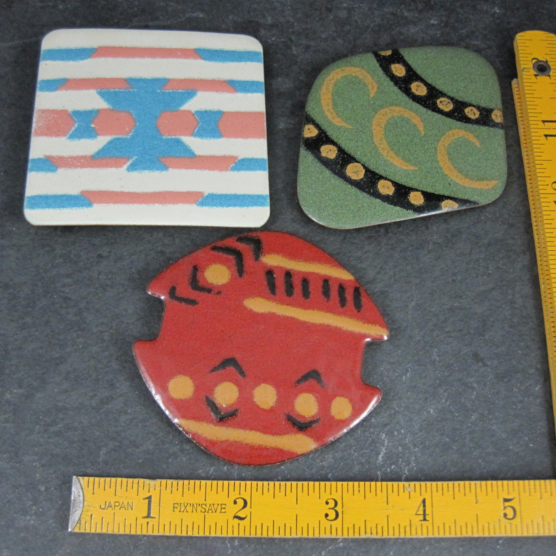 Large Vintage Copper Enamel Bolo Slide Supply Lot of 4 New Old Stock