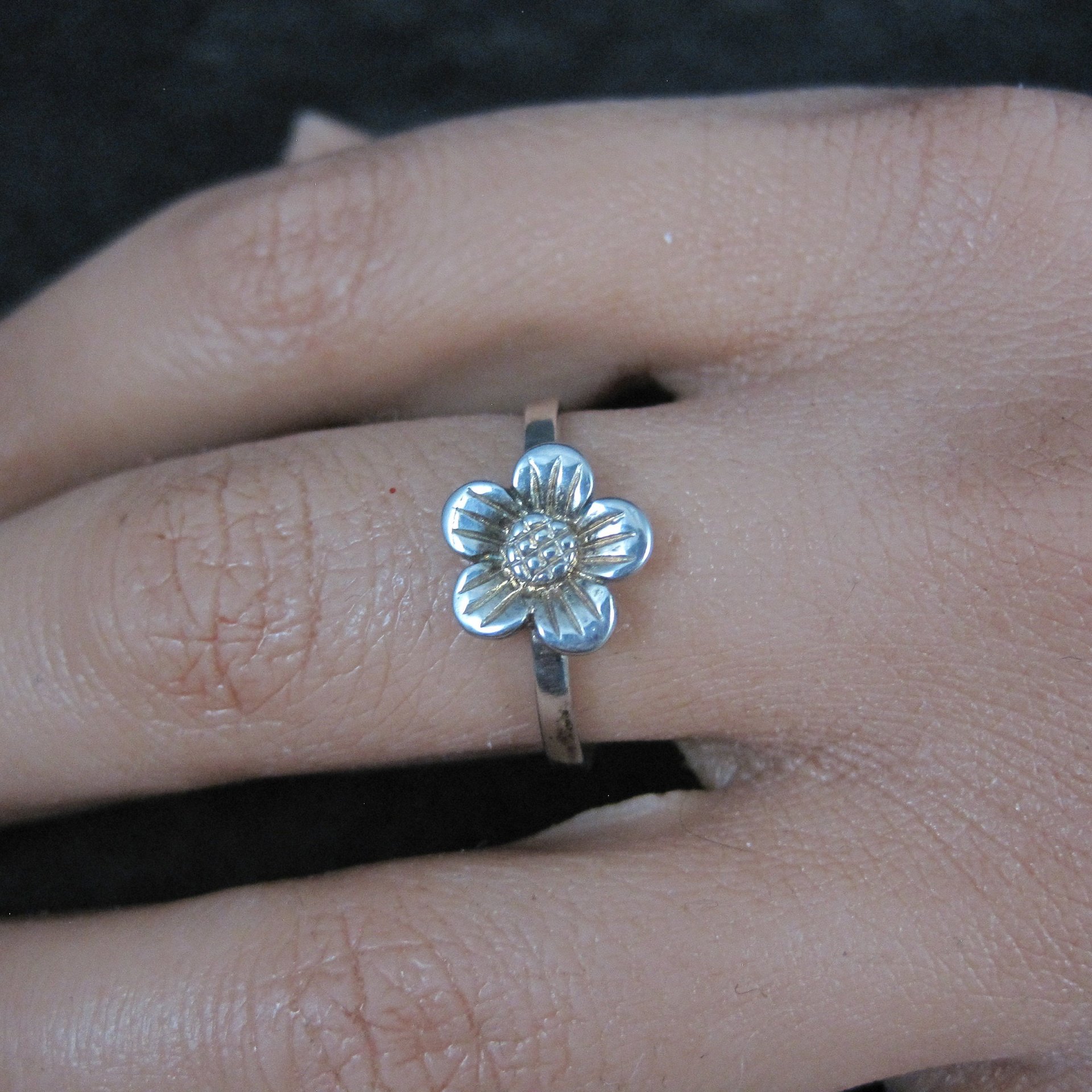 Dainty Italian Sterling Silver Flower Ring New Old Stock 1990s Multiple Sizes Available