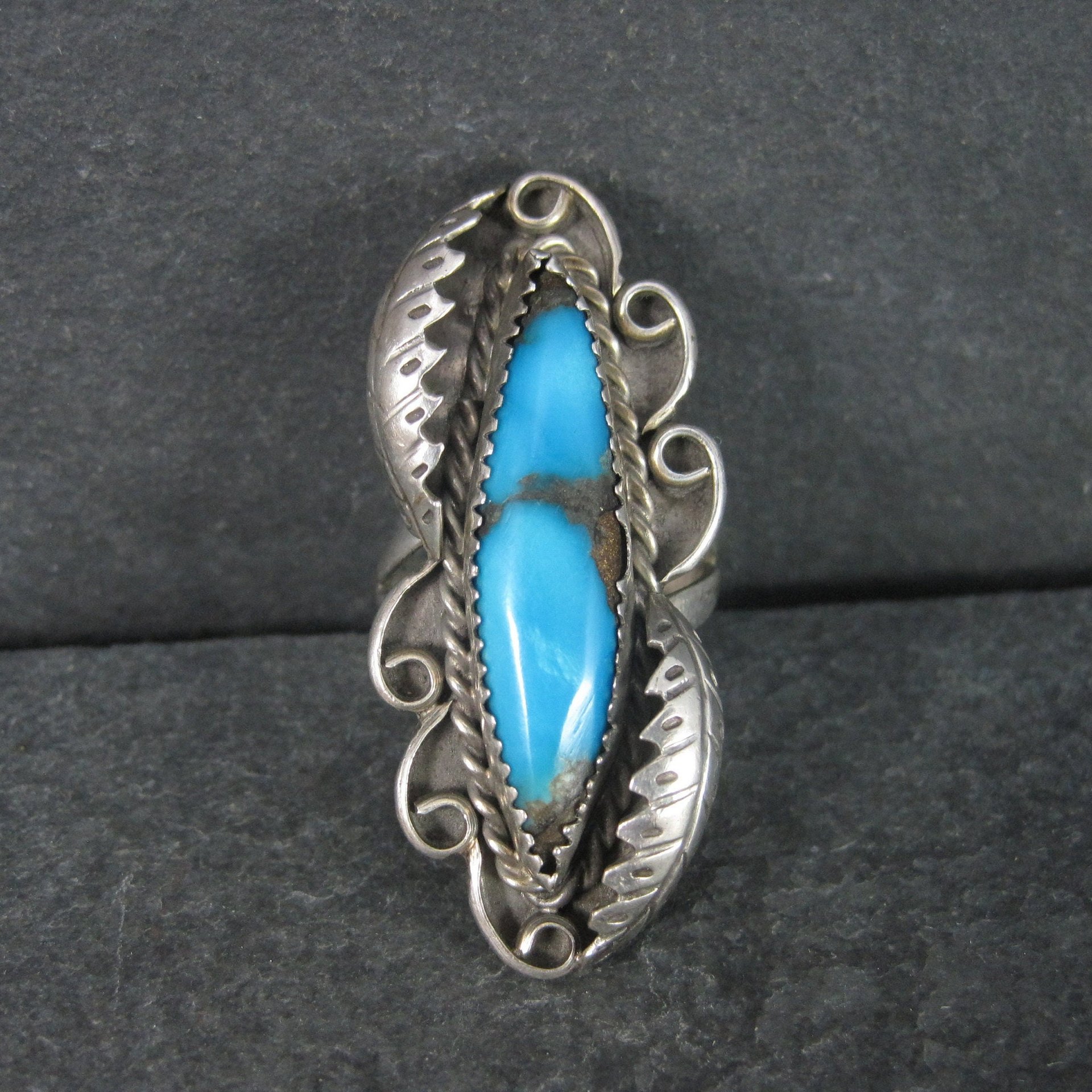 Large Vintage Navajo Turquoise Ring Size 8