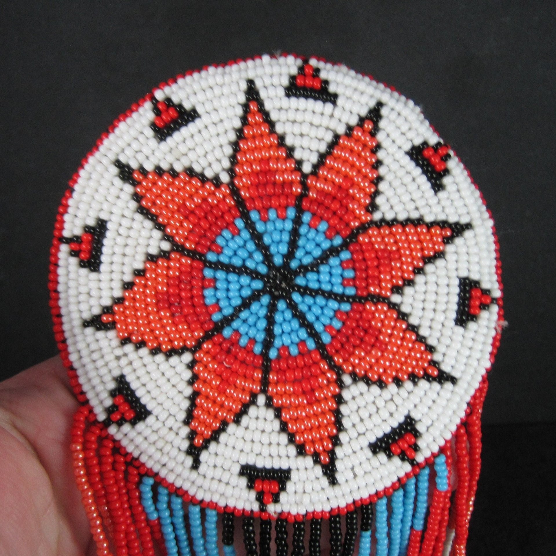 Huge Southwestern 10.5" Beaded Rosette Hair Clip Barrette Regalia