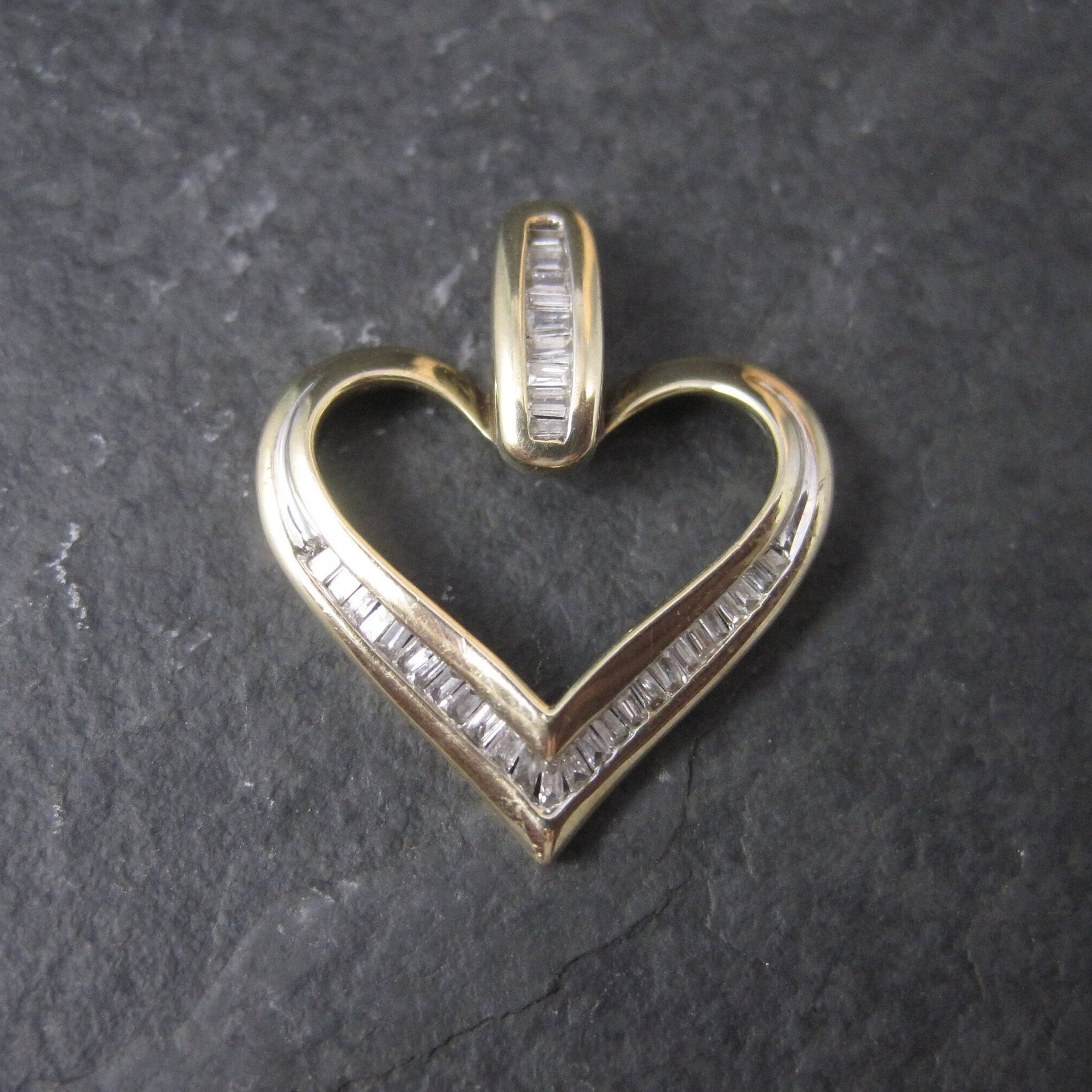 Vintage 10K Diamond Heart Pendant