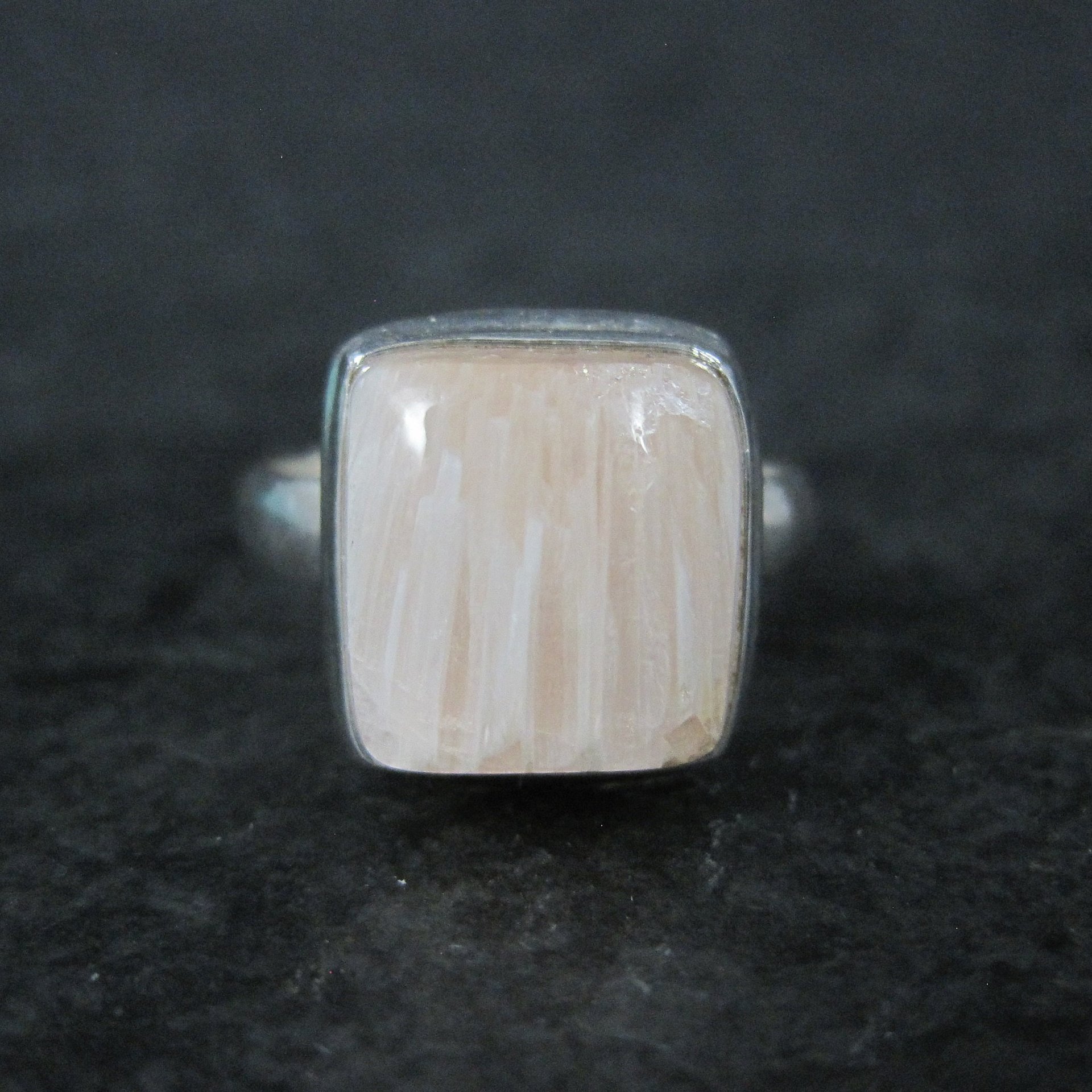 Vintage Sterling Orange Scolecite Ring Size 9.5