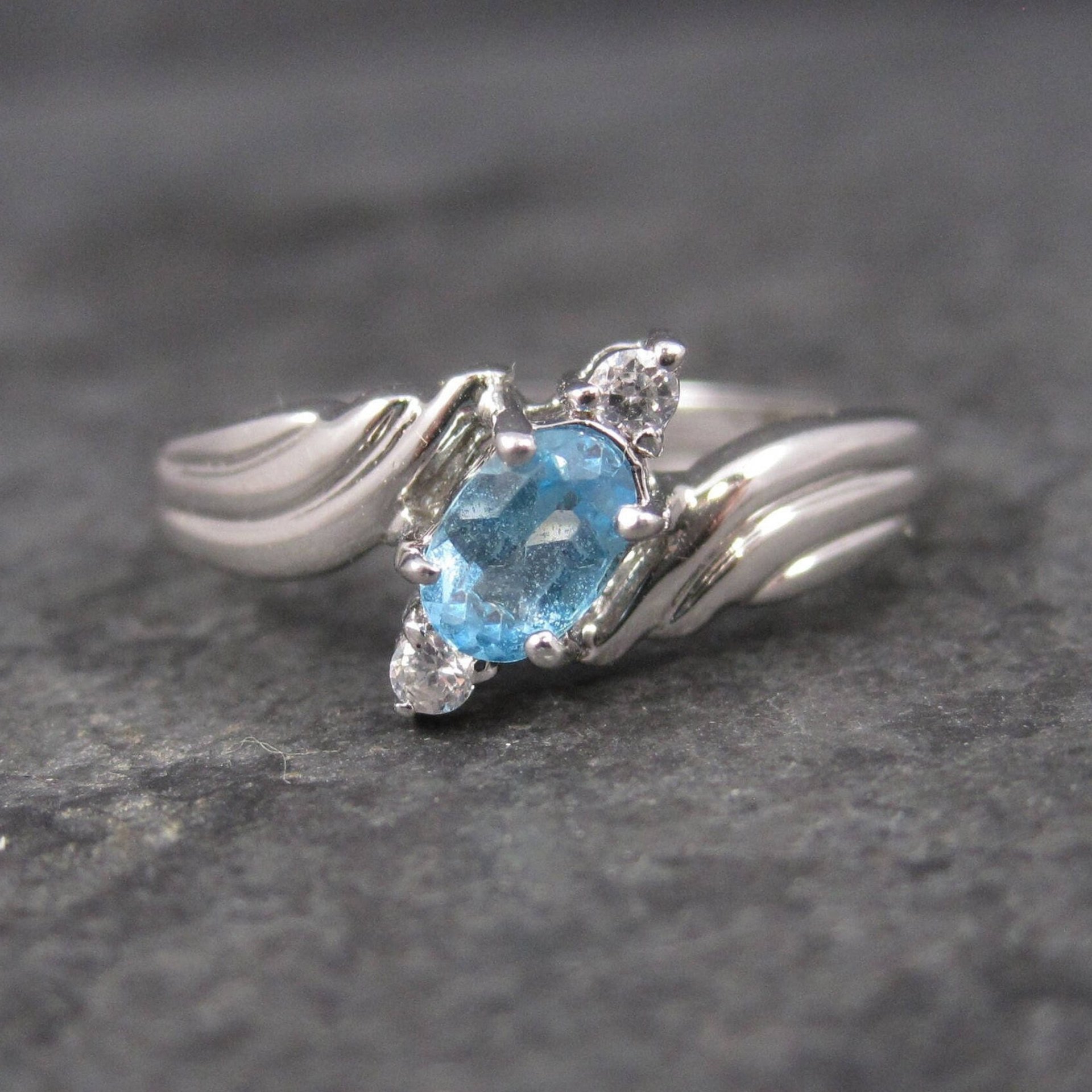 Vintage Sterling Blue Topaz Ring Size 10