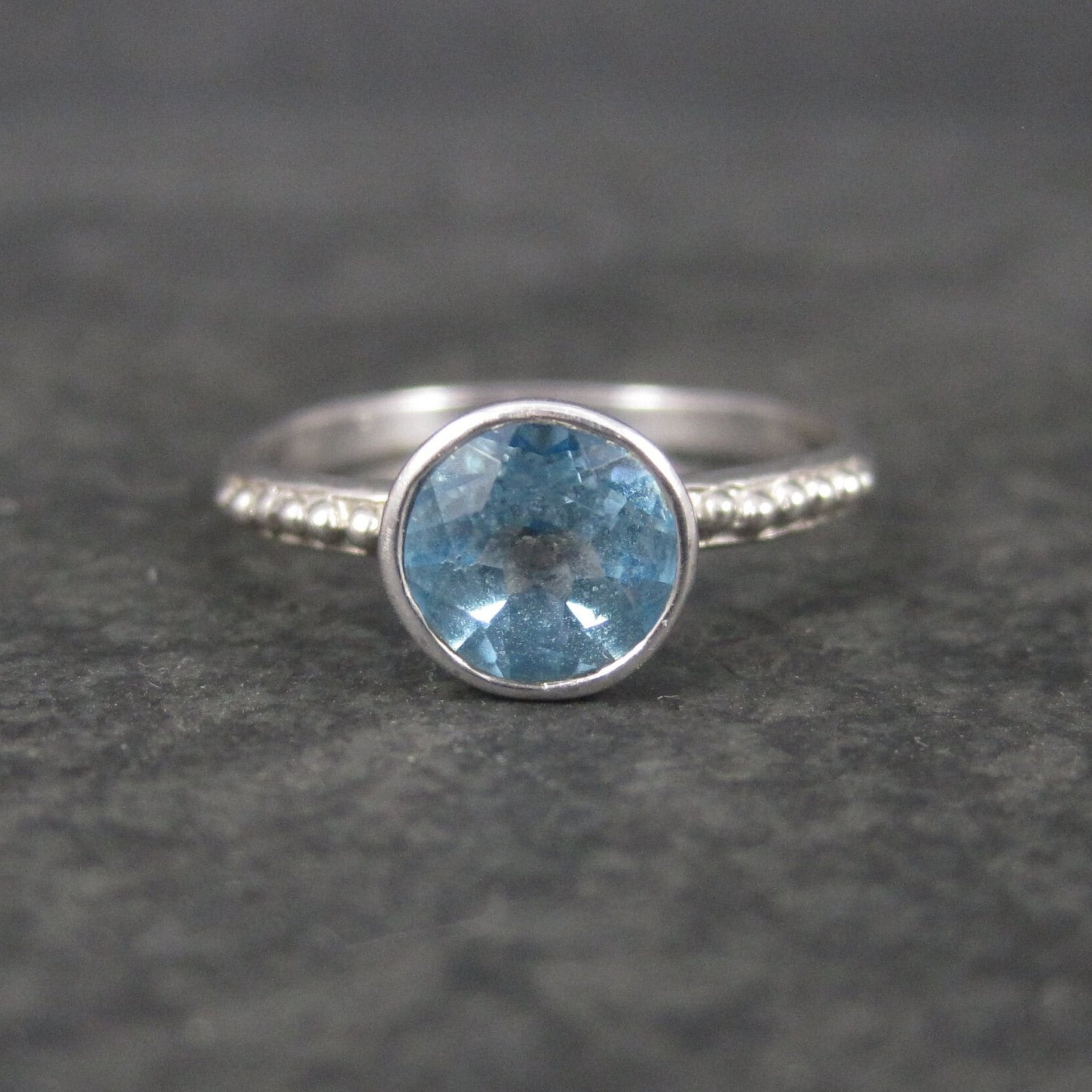 Simple Sterling Topaz Solitaire Ring Size 9 Clyde Duneier