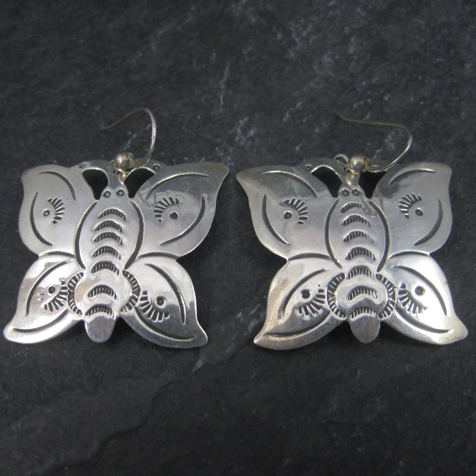 Large Southwestern Sterling Butterfly Earrings