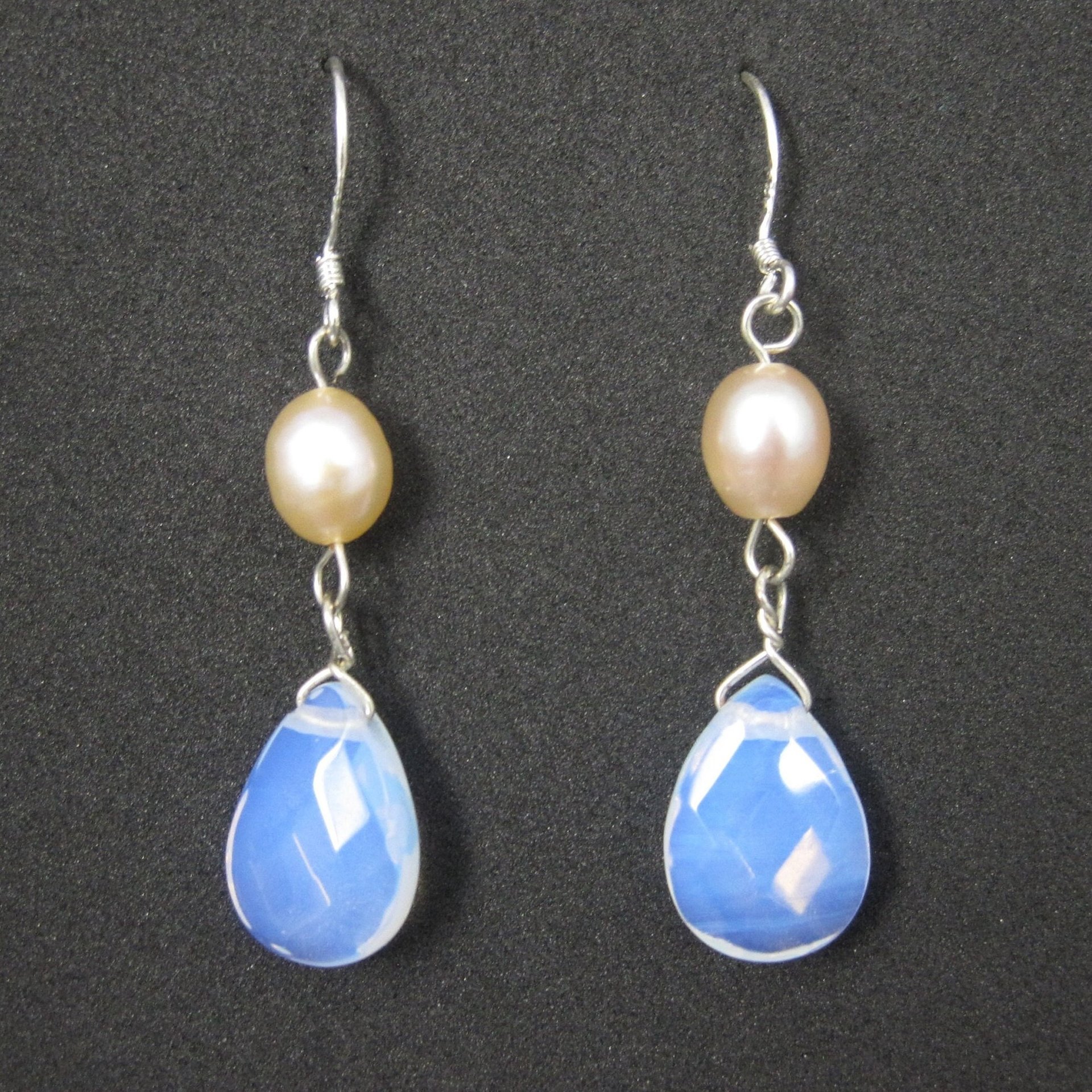 Sterling Opalite Pearl Earrings