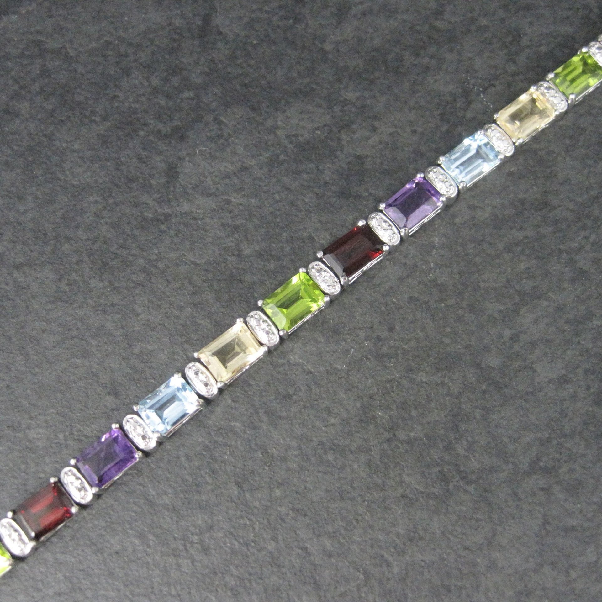 Estate Sterling Gemstone Bracelet 7.5 Inches