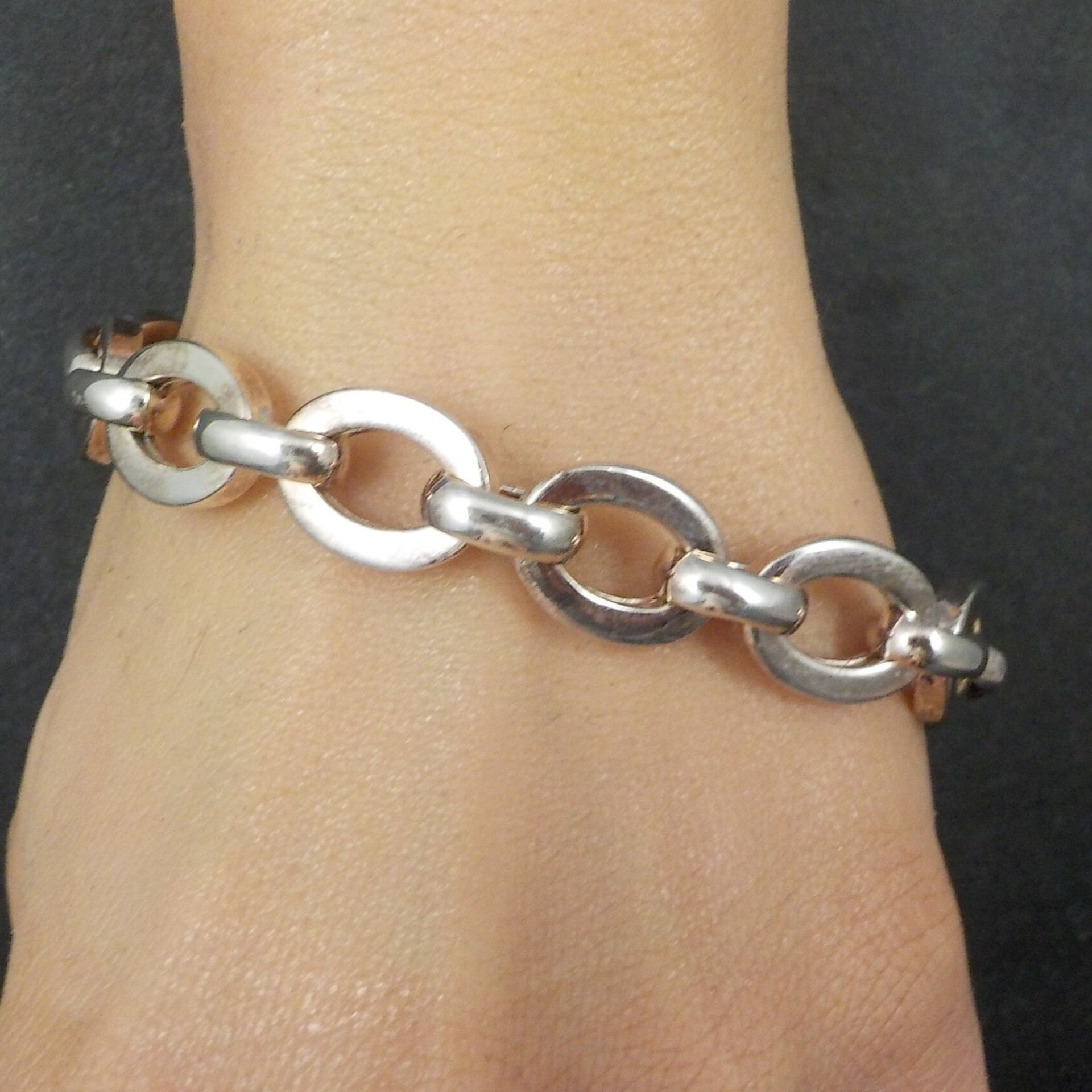 Chunky Vintage Italian Sterling Bracelet 8.25 Inches